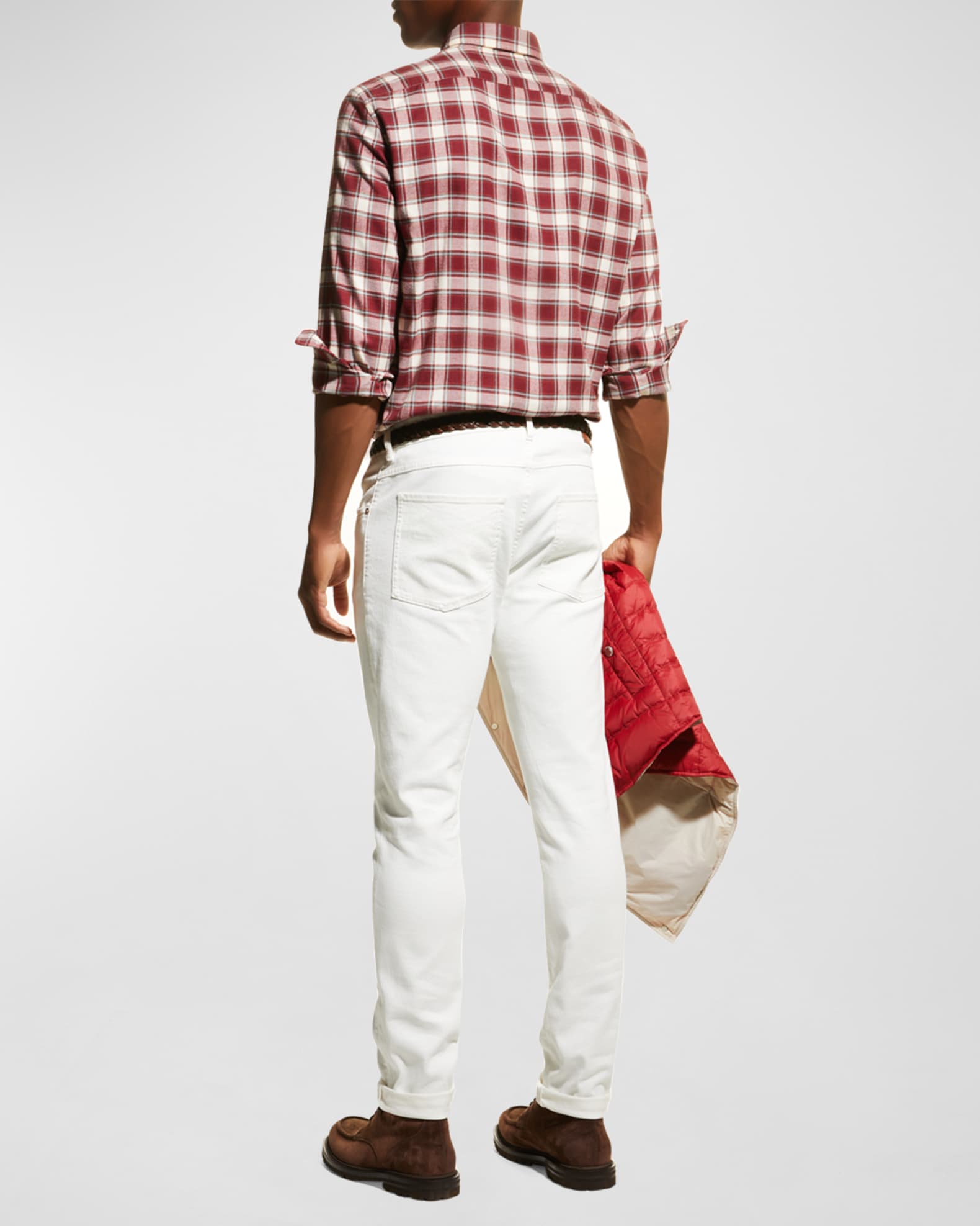 BRUNELLO CUCINELLI ホワイト スリムフィット デニム　48 Brunello Cucinelli Men's Bull Denim Skinny-Fit Pants