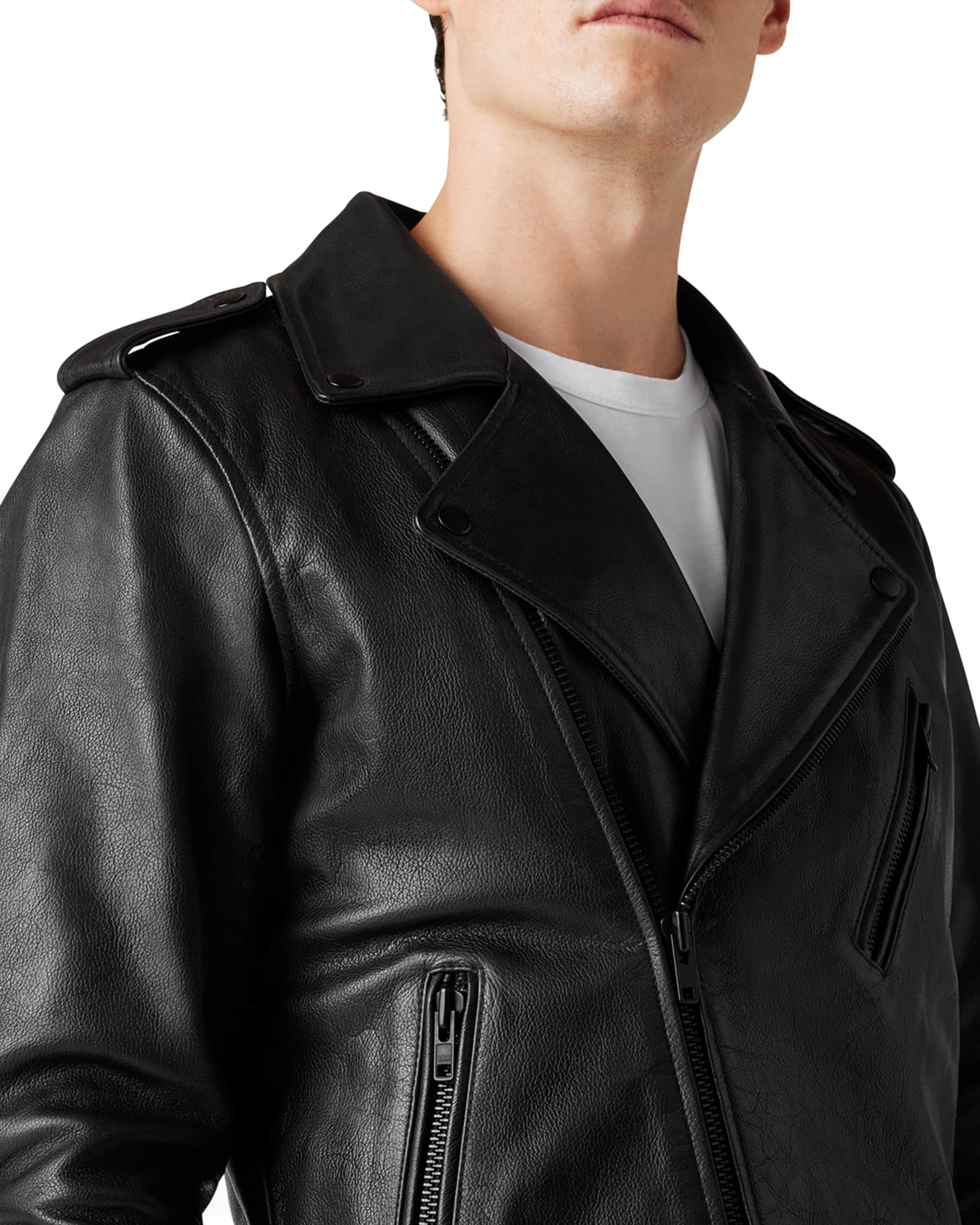 Joe's Jeans Men's Leather Moto Jacket | Neiman Marcus