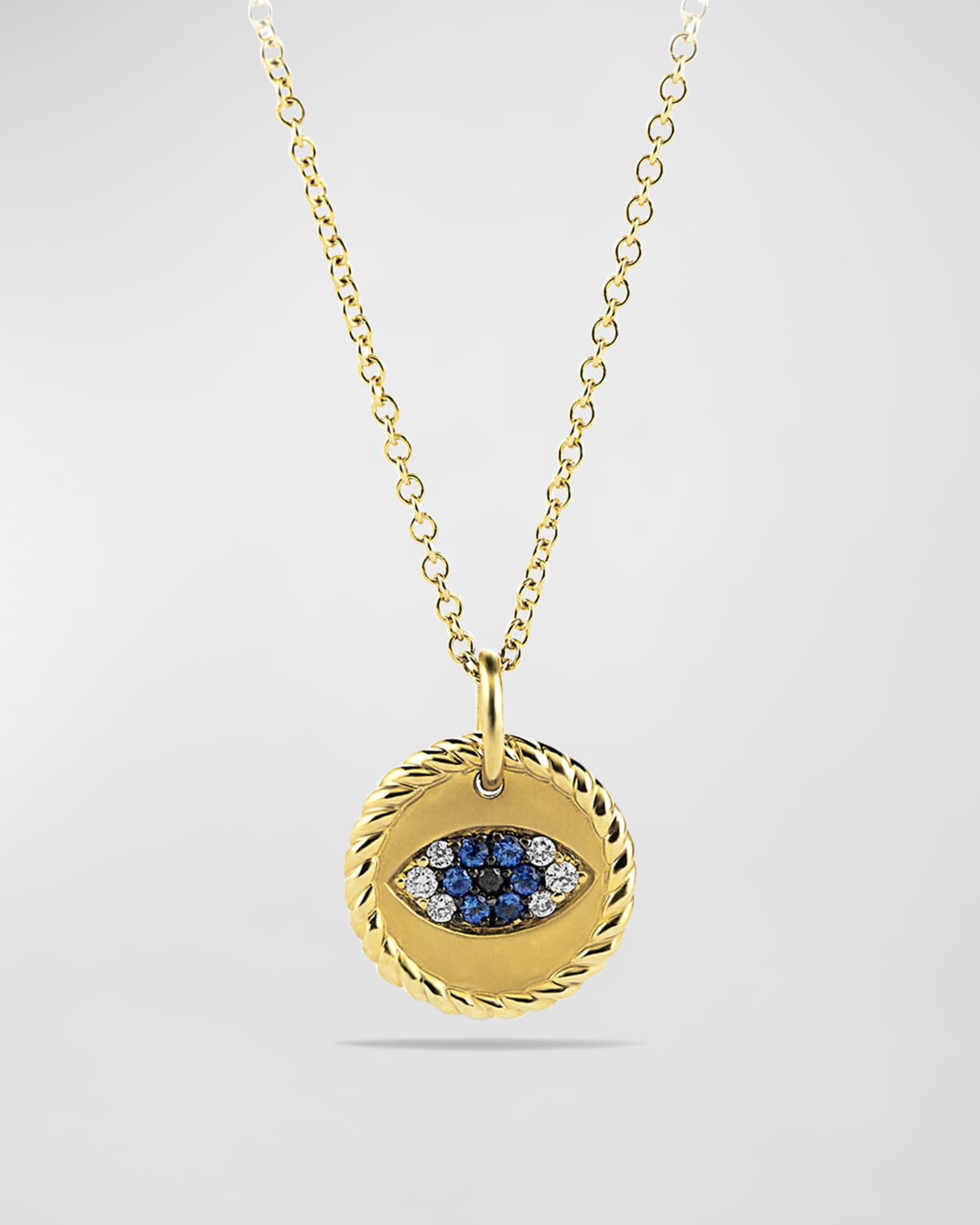 David Yurman Evil Eye Charm Pendant Necklace with Sapphires and Diamonds
