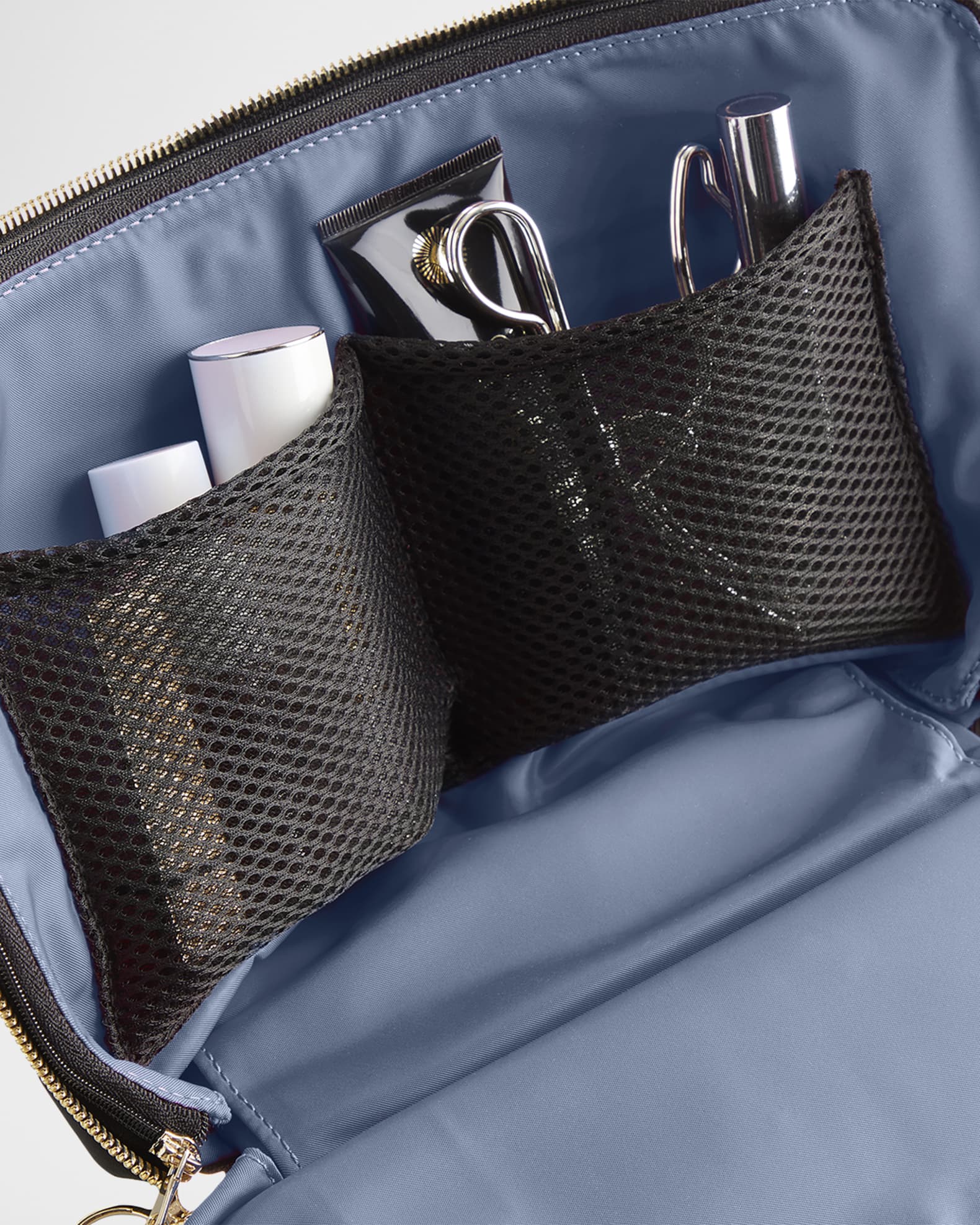 KUSSHI Vacationer Leather Makeup Bag, Navy Neiman Marcus