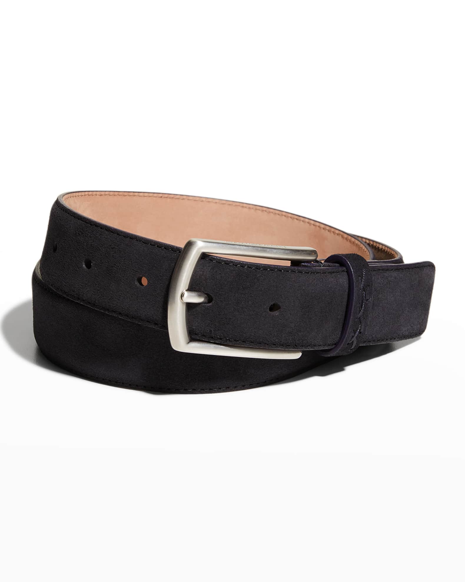 ZEGNA Men's Suede Leather Belt Neiman Marcus
