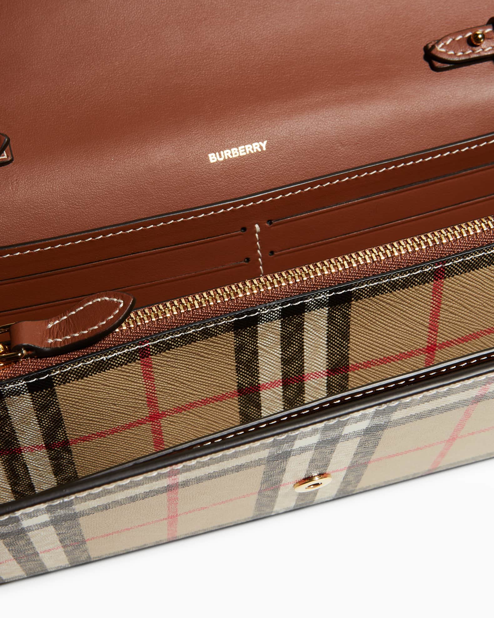 Burberry Hannah Check Leather Crossbody Wallet Neiman Marcus