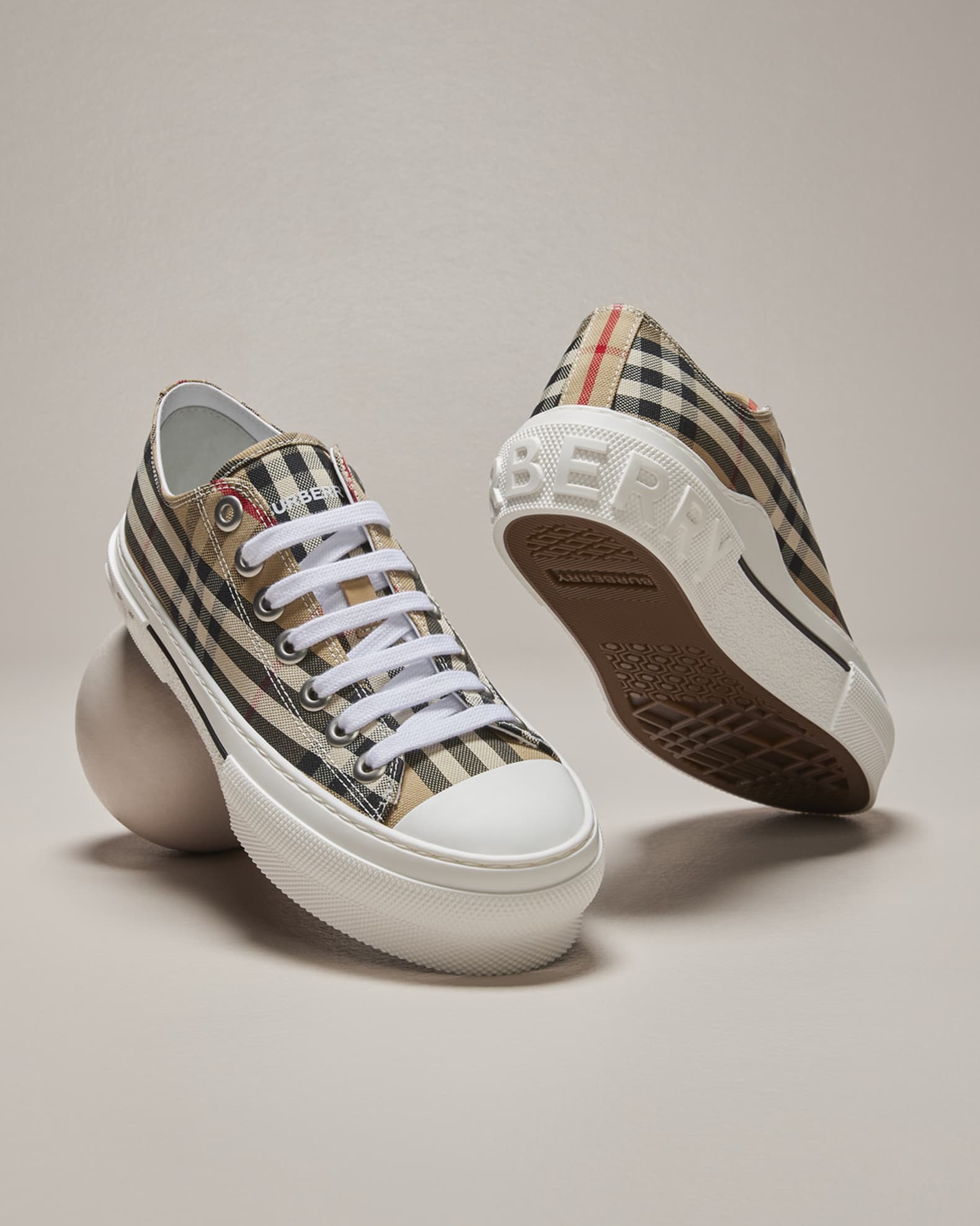 Burberry Jack Check Low-Top Sneakers | Neiman Marcus