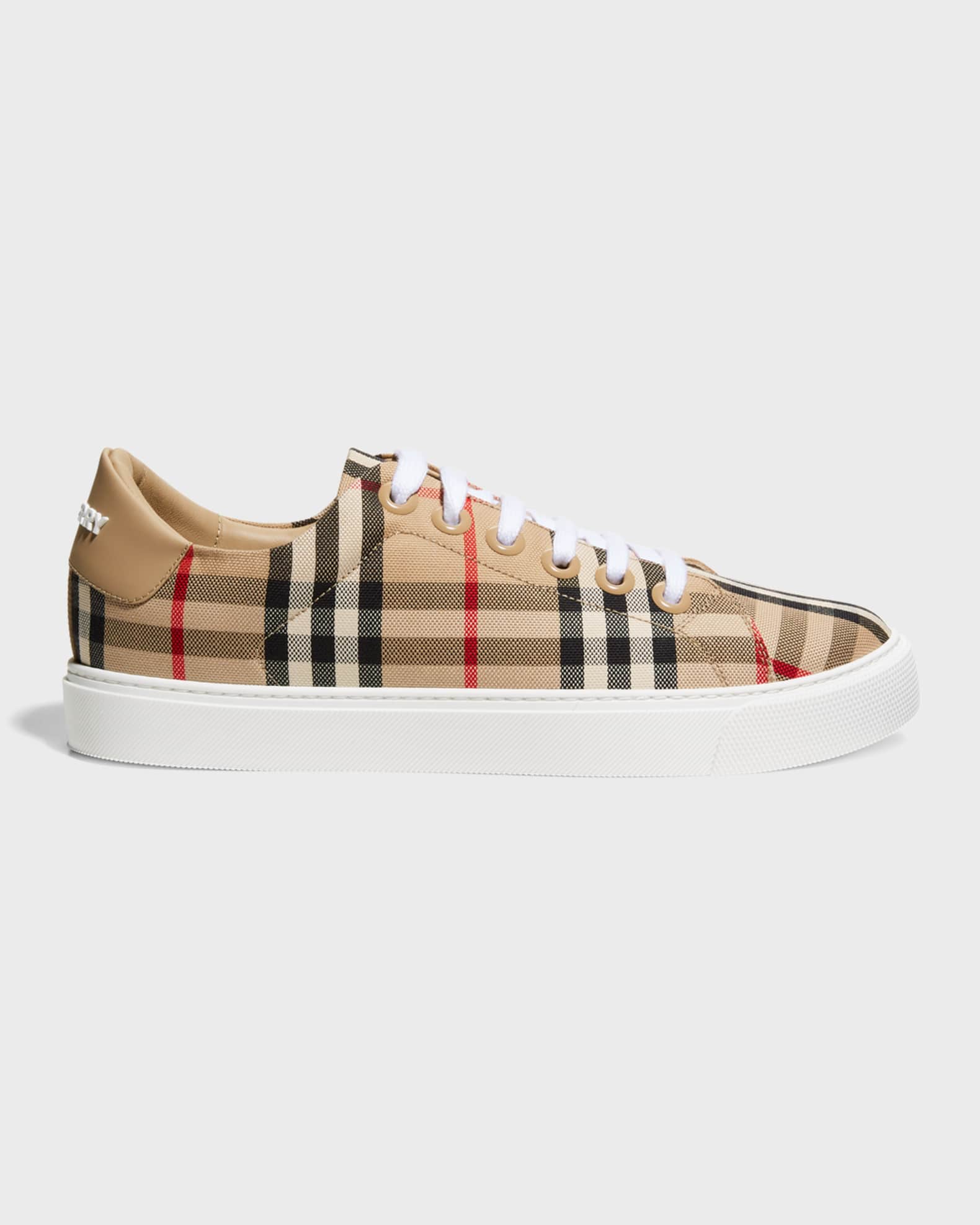 Monogram print cotton lace-up sneakers - Burberry - Girls