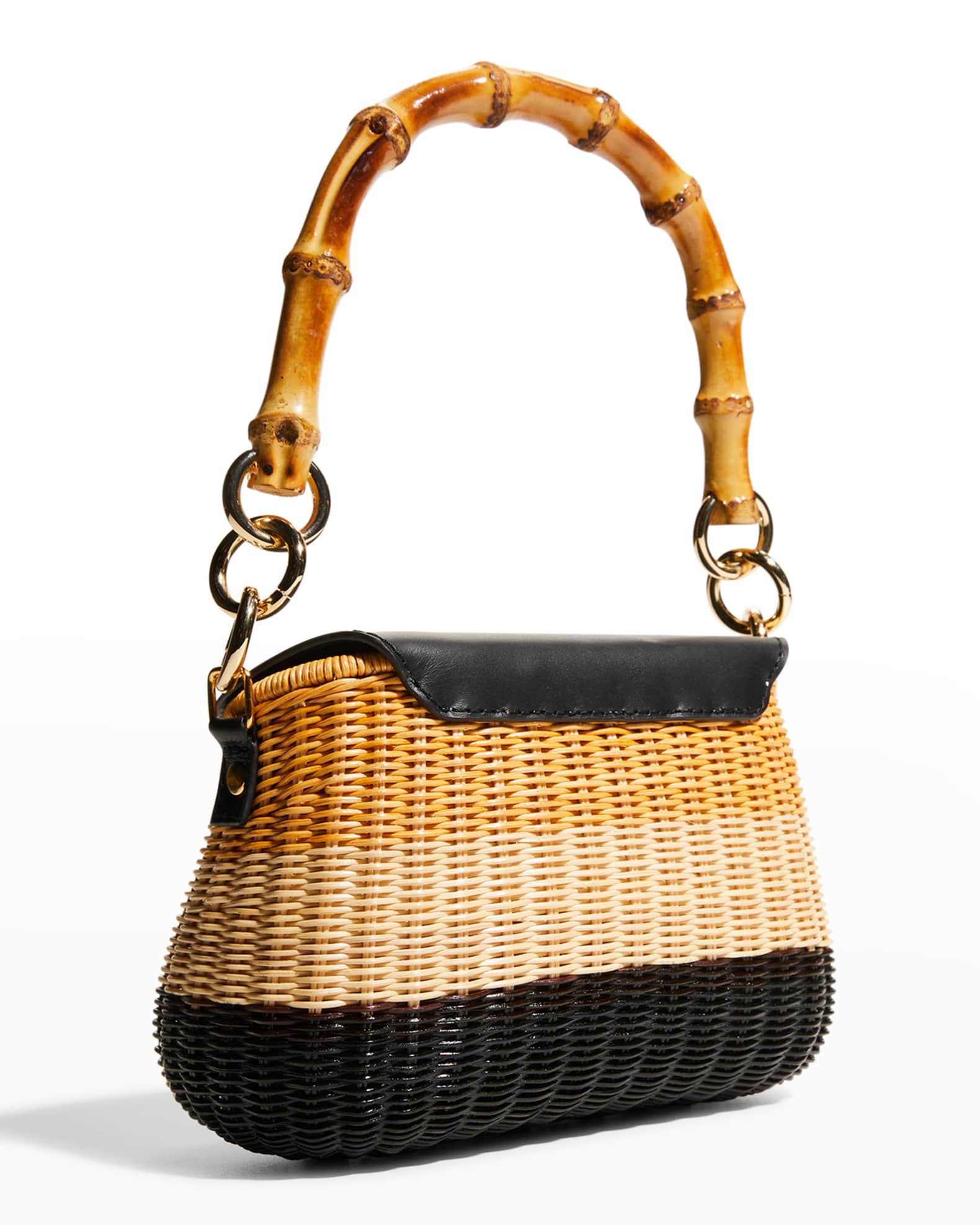 Serpui Brooke Colorblock Wicker Top Handle Bag Neiman Marcus