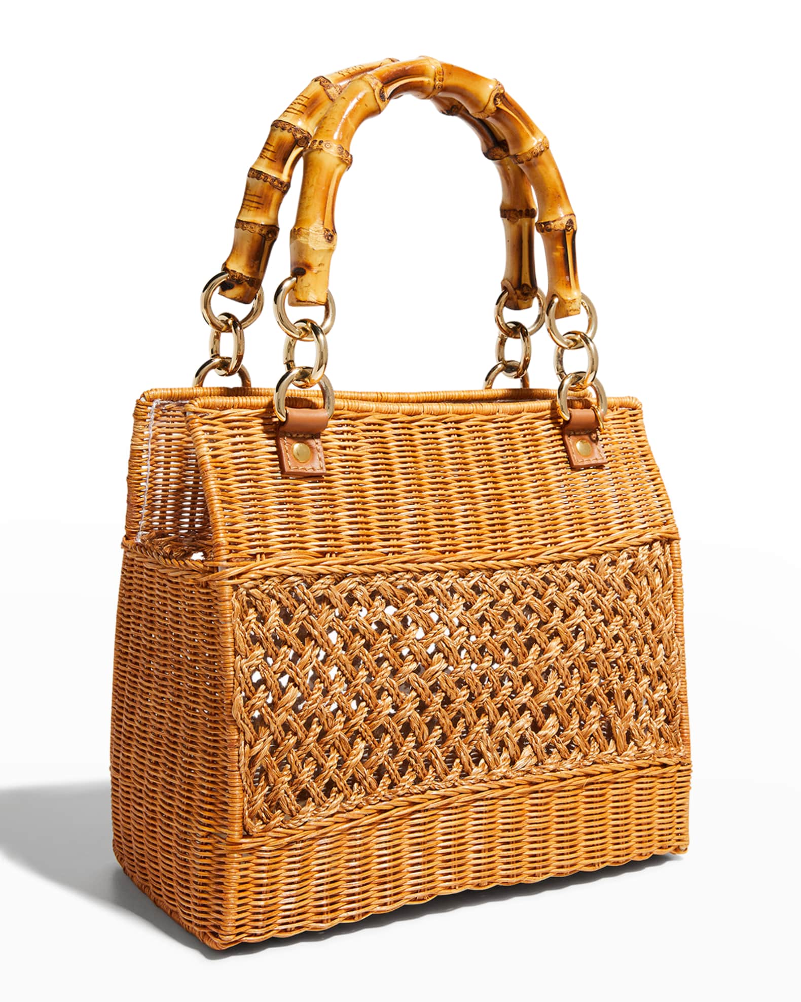 Serpui Leticia Cutout Wicker TopHandle Bag Neiman Marcus