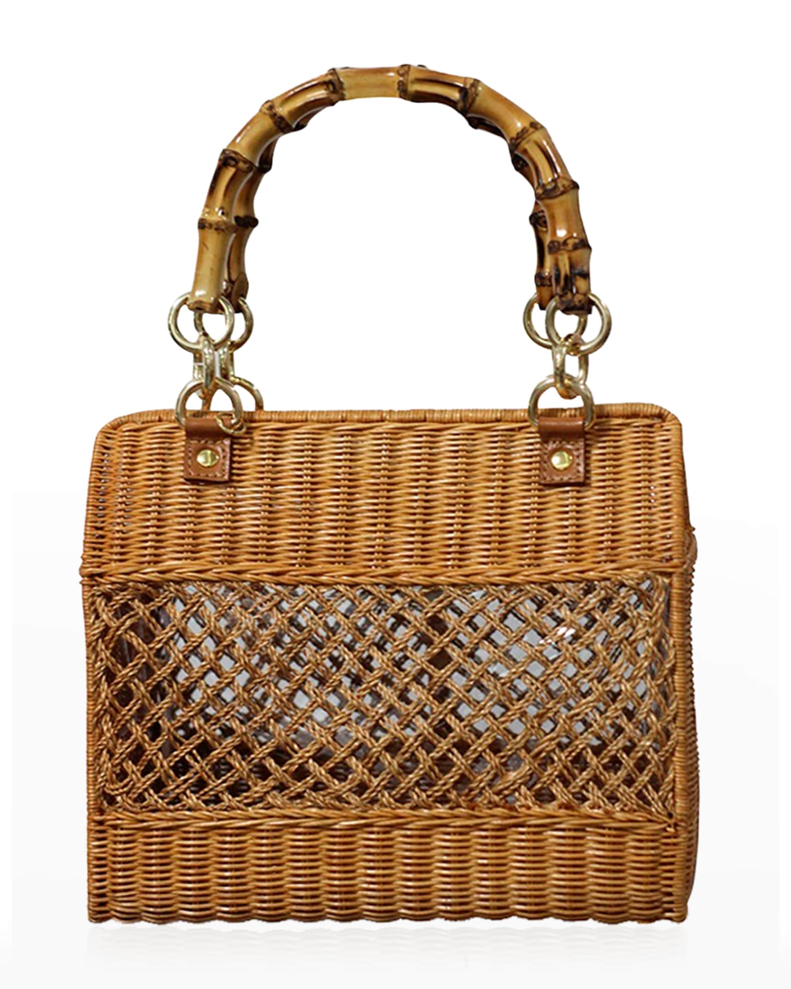 Serpui Leticia Cutout Wicker TopHandle Bag Neiman Marcus