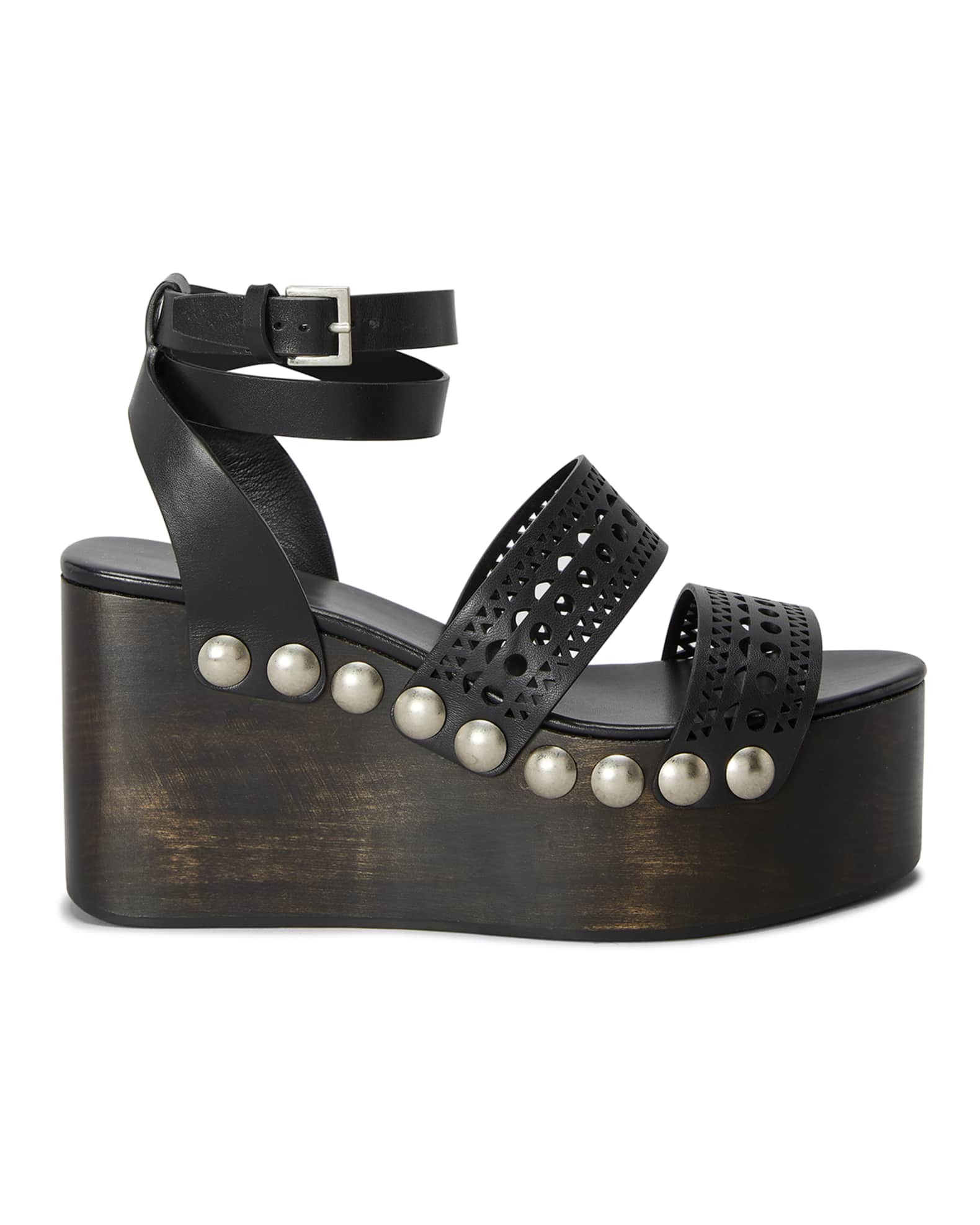 ALAIA 85mm Wooden-Heel Wedge Sandals With Vienne Leather Straps And ...