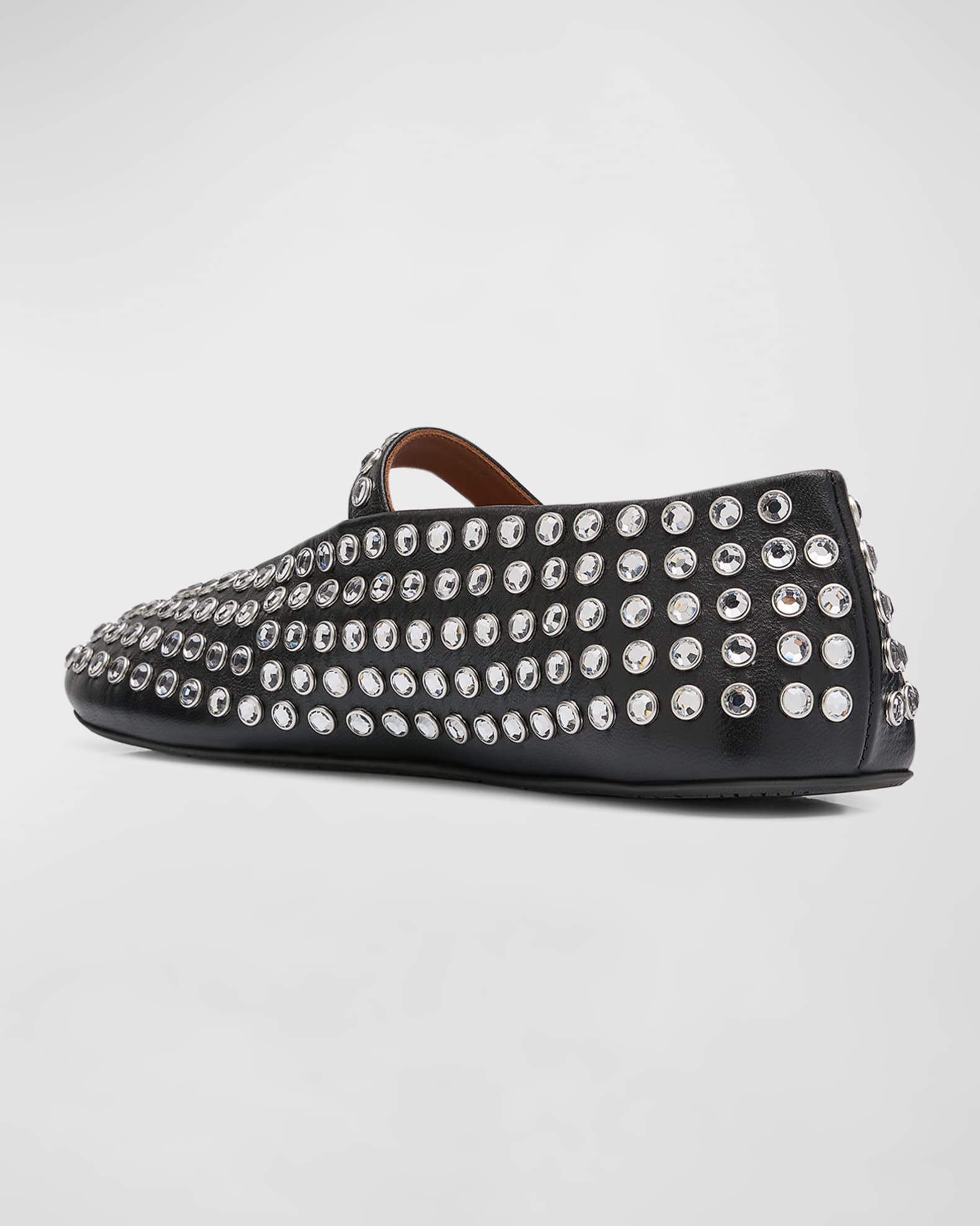 Leather Mary Jane Flats With Allover Studs