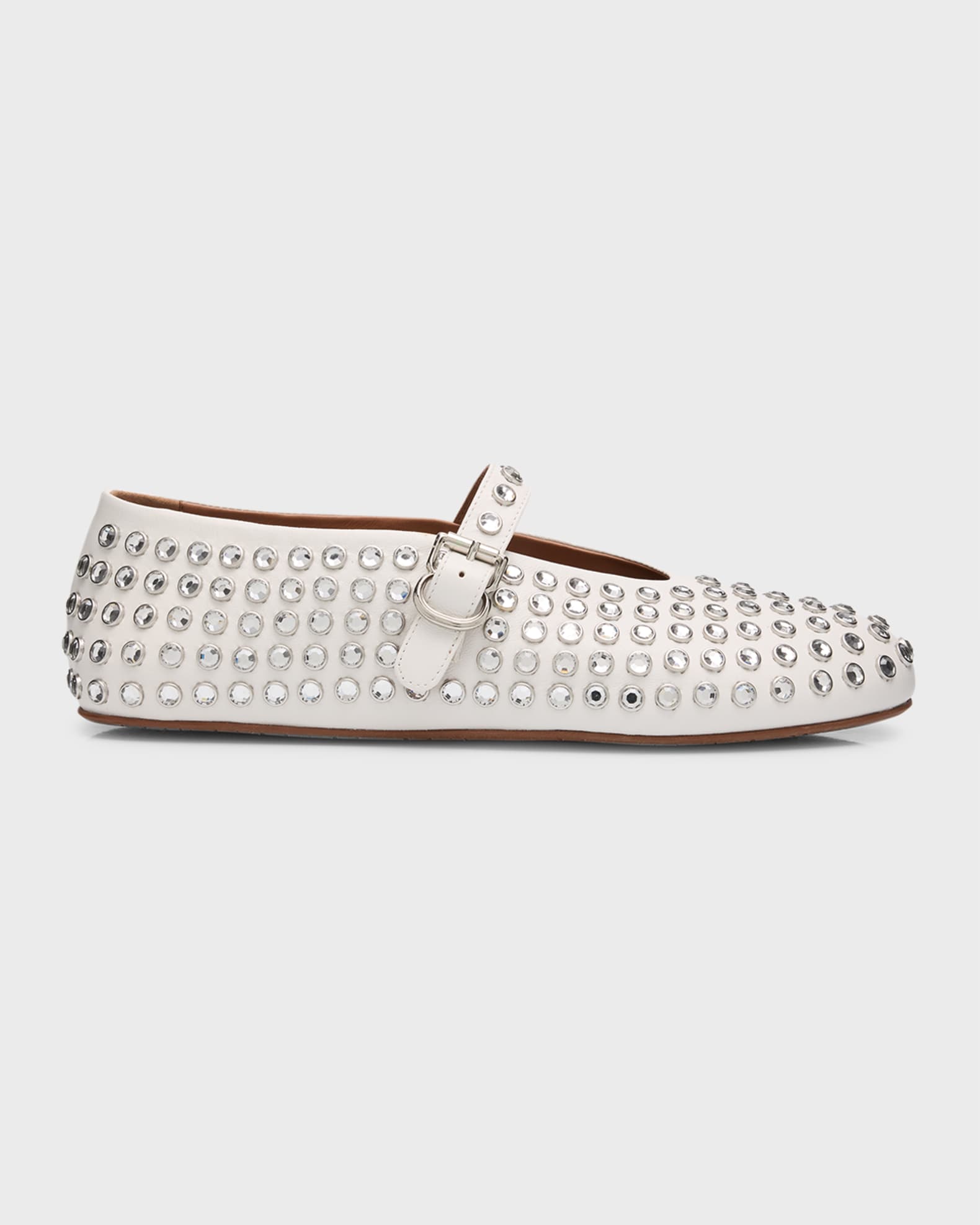 Leather Mary Jane Flats With Allover Studs 0