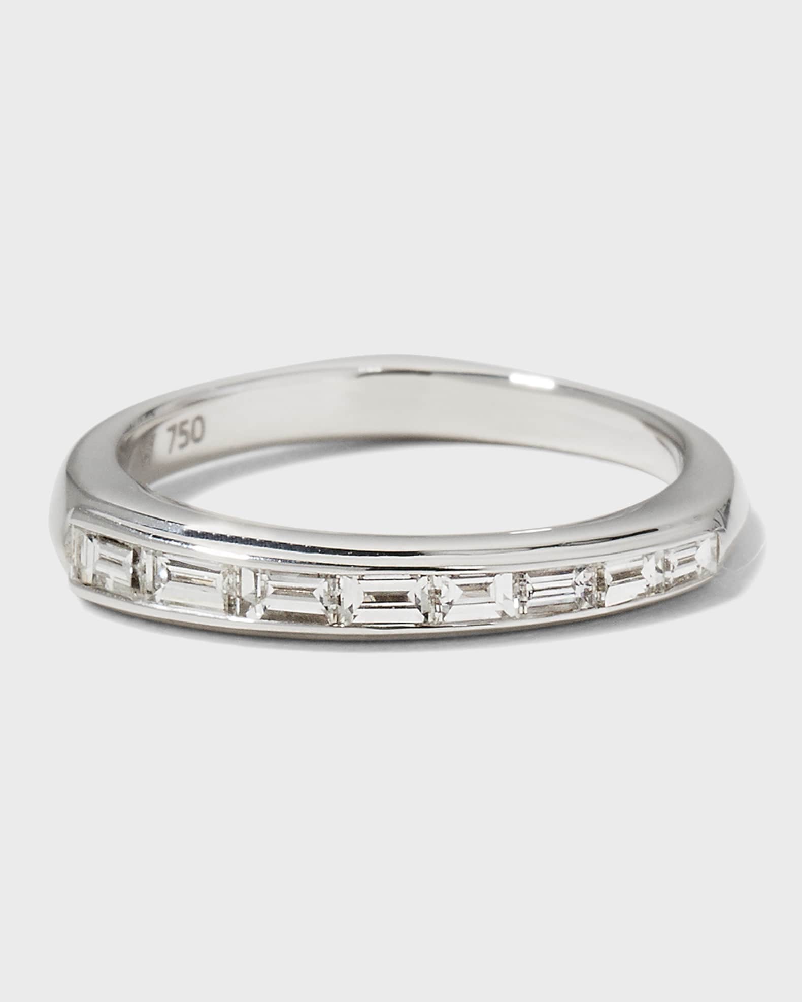 Baguette Stack Ring with Diamonds and White Gold 0