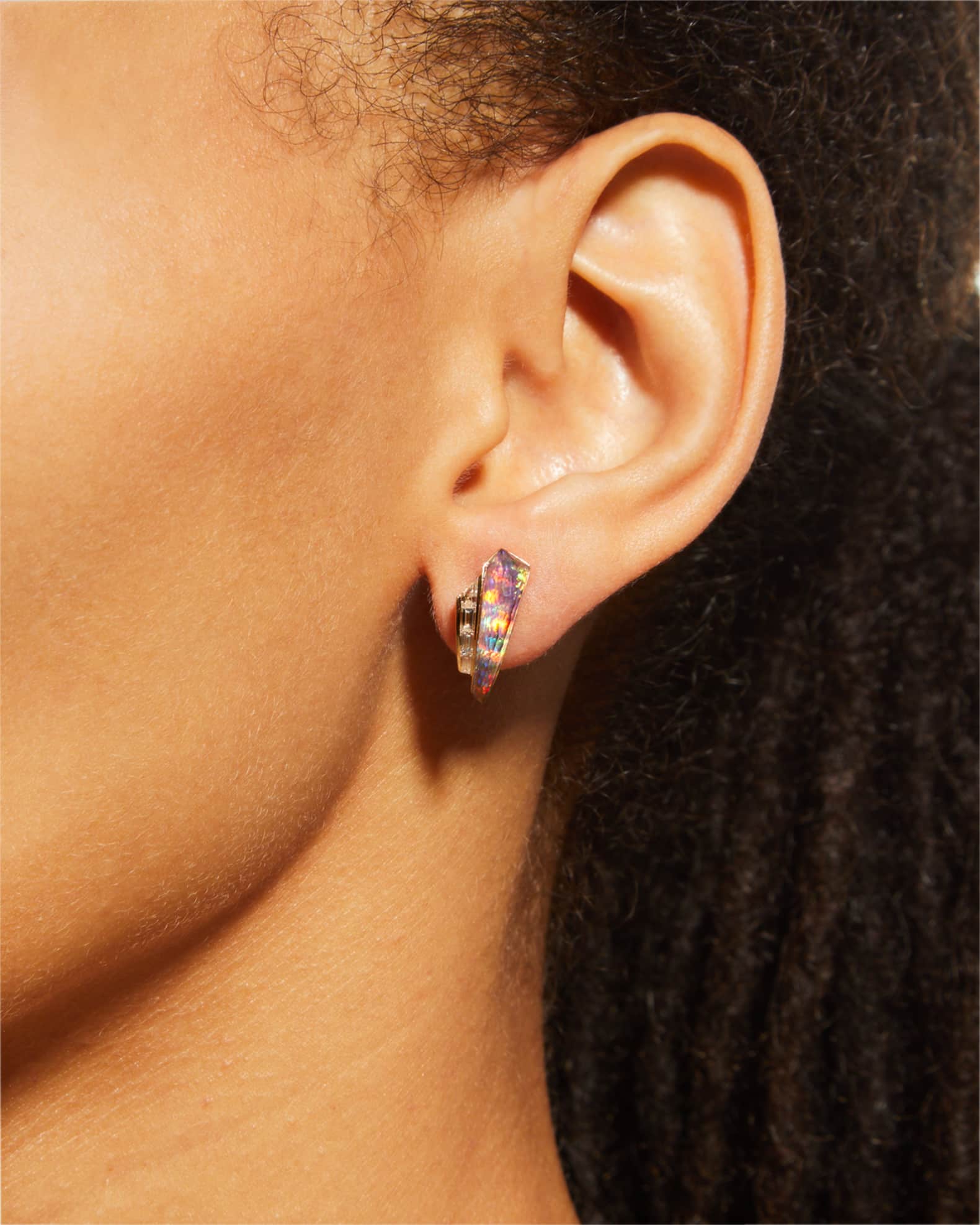 Slimline Cuff Earrings with Fire Opalescent Quartz 1