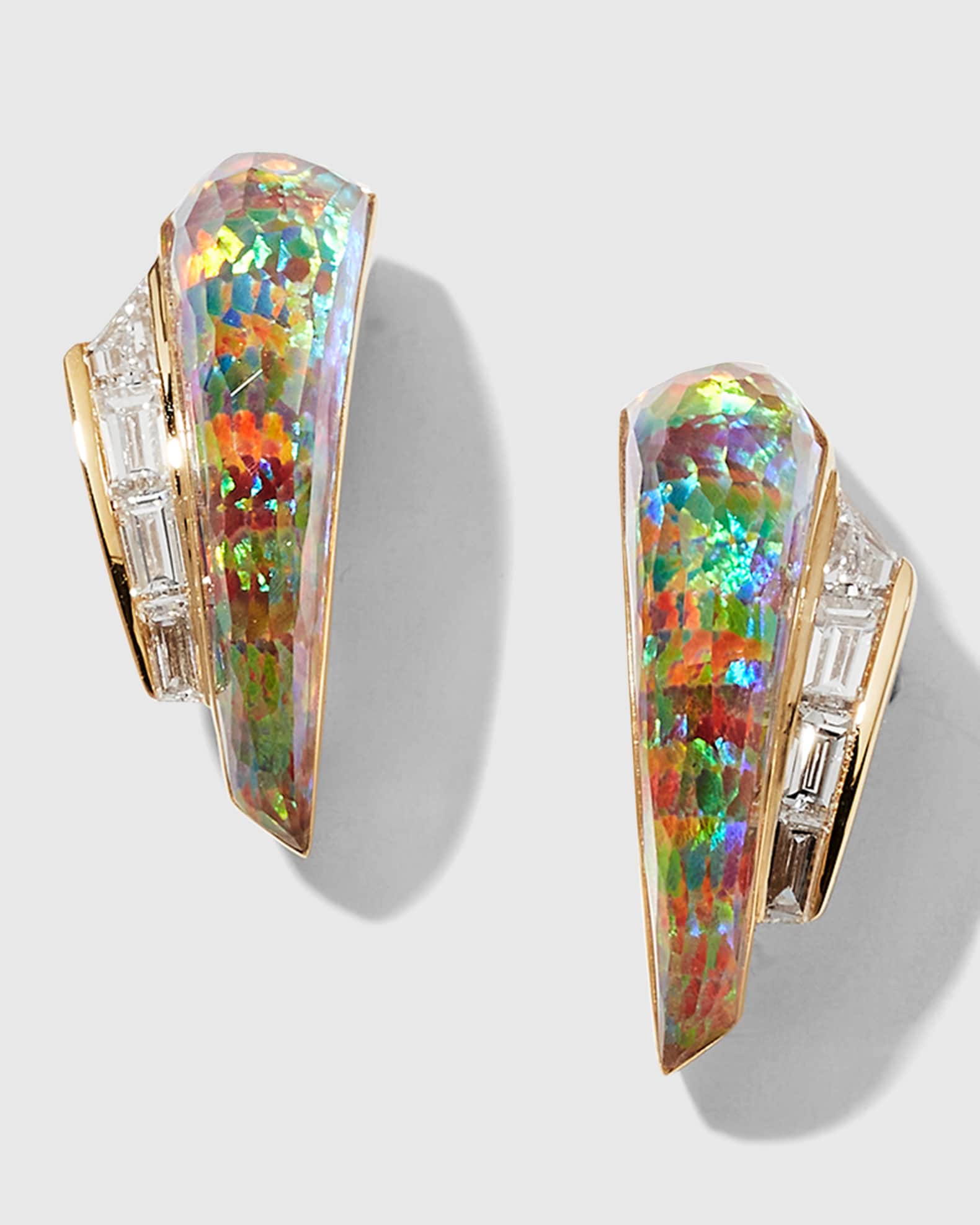 Slimline Cuff Earrings with Fire Opalescent Quartz 0