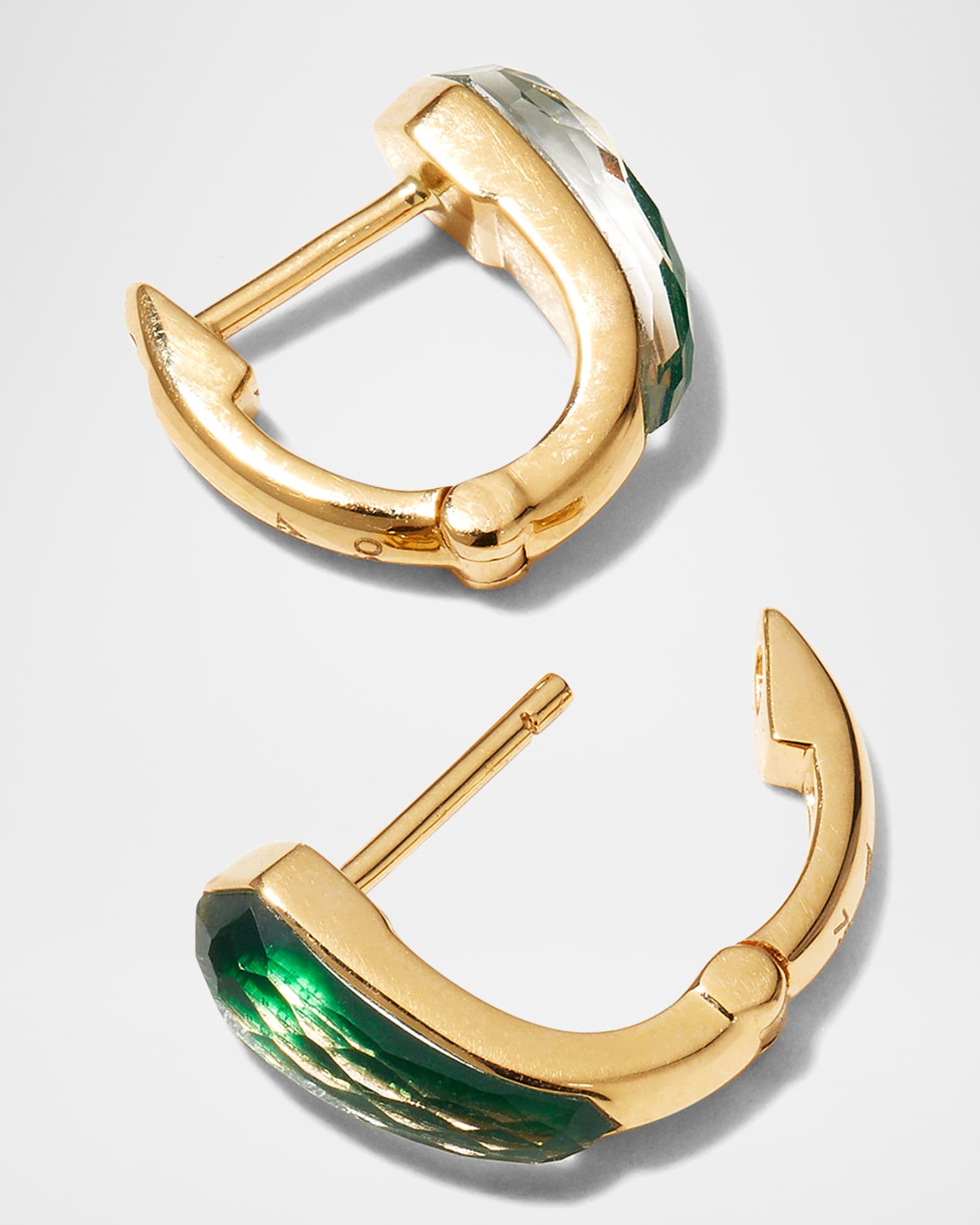 Stephen ster Yellow Gold Sleeper Earrings with Green Agate Neiman