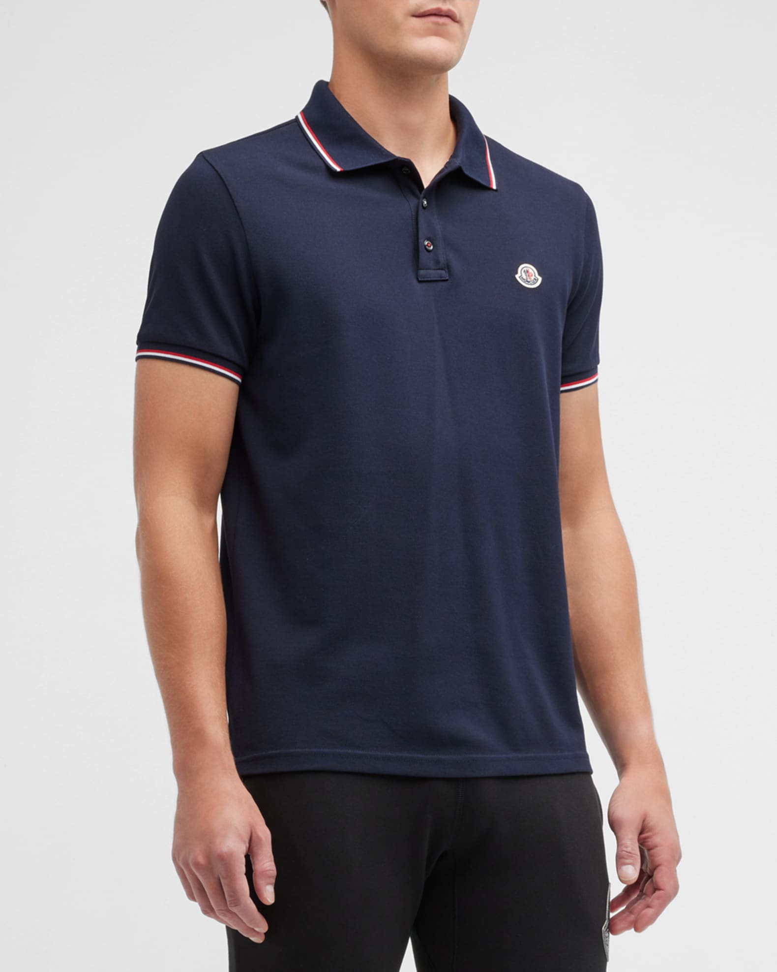 intelligence Canoe Contract Moncler Men's Tipped Polo Shirt | Neiman Marcus