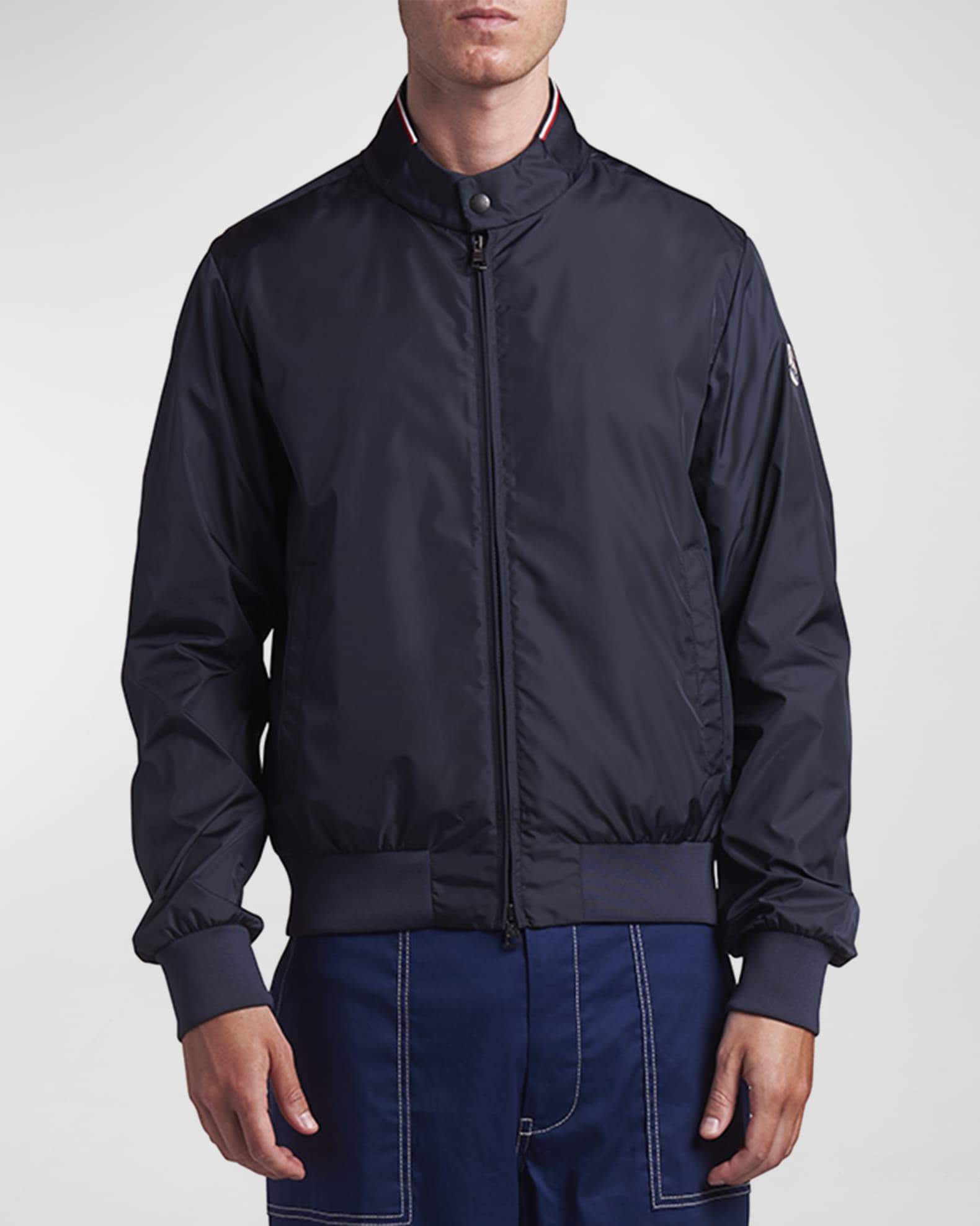 Moncler Men s Reppe Nylon Mock Neck Jacket Neiman Marcus