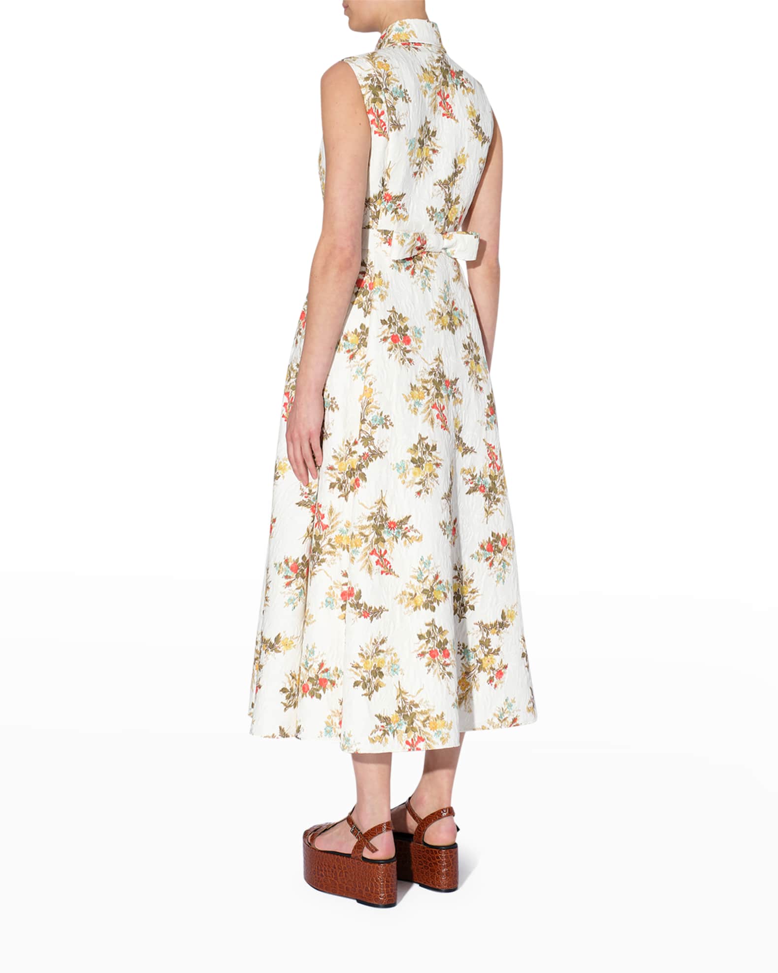 Erdem Floral-Print Bow-Back Midi Shirtdress | Neiman Marcus