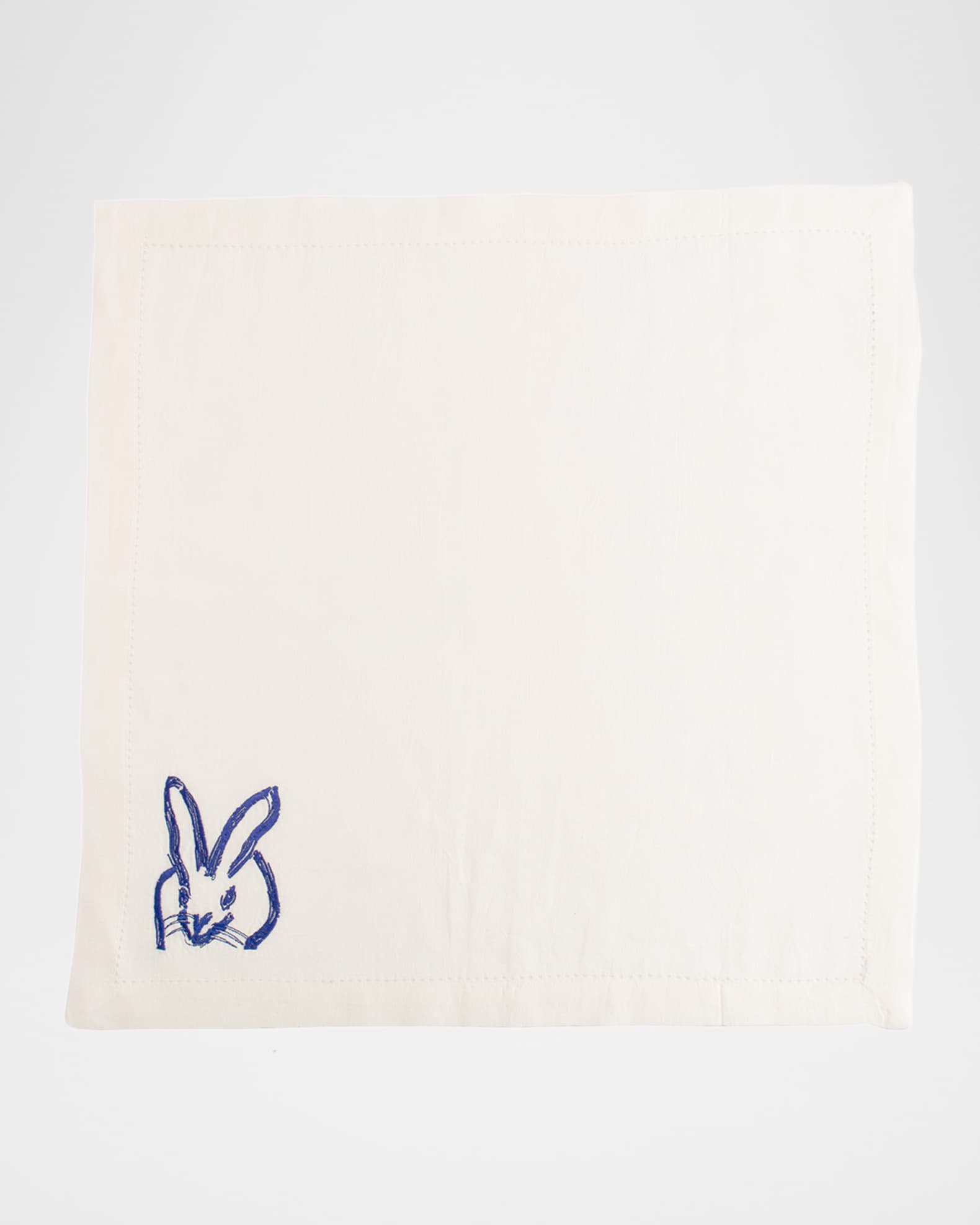 Hunt Slonem Painted Bunnies Embroidered Dinner Napkin - Thumbnail 2
