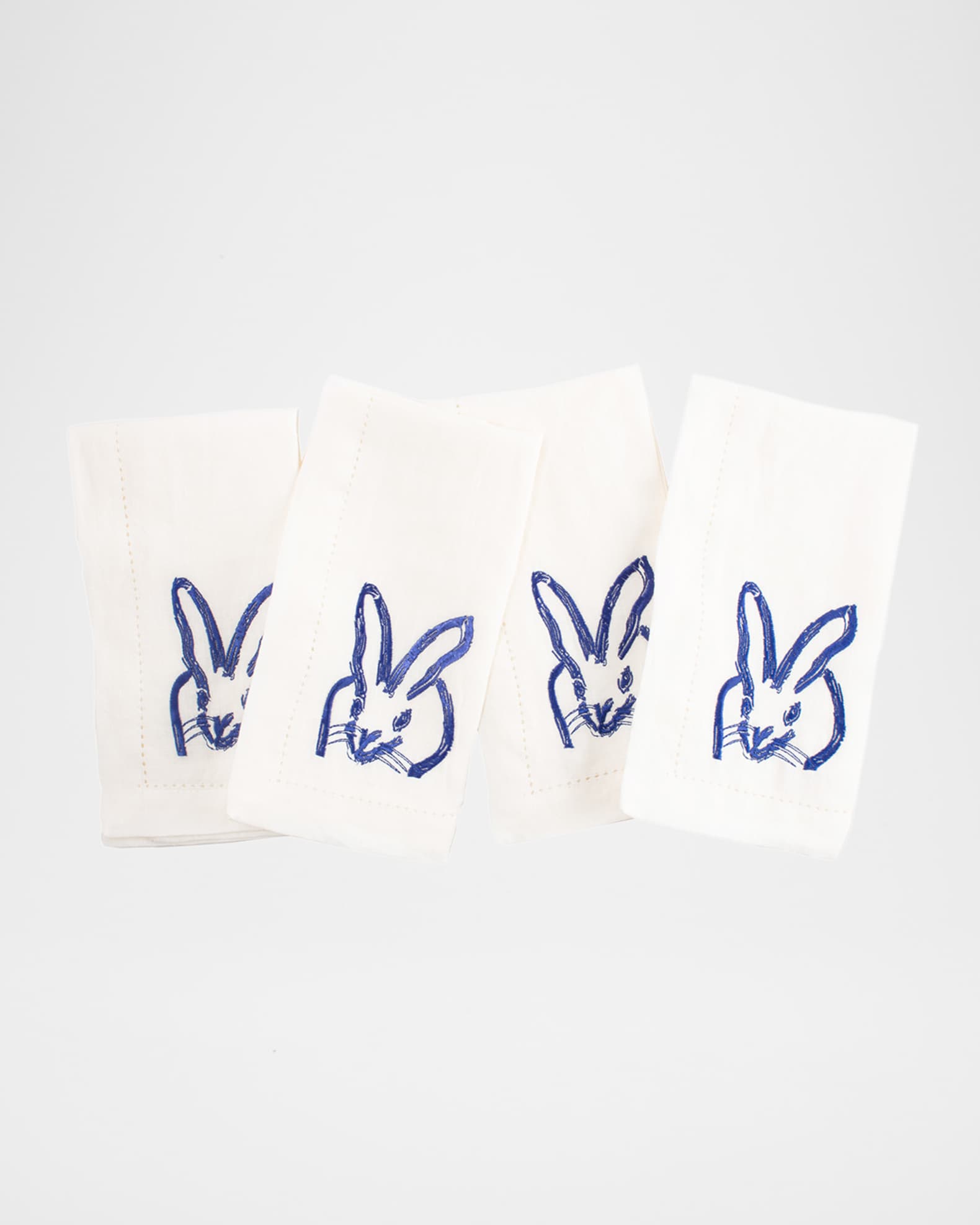 Hunt Slonem Painted Bunnies Embroidered Dinner Napkin - Thumbnail 3
