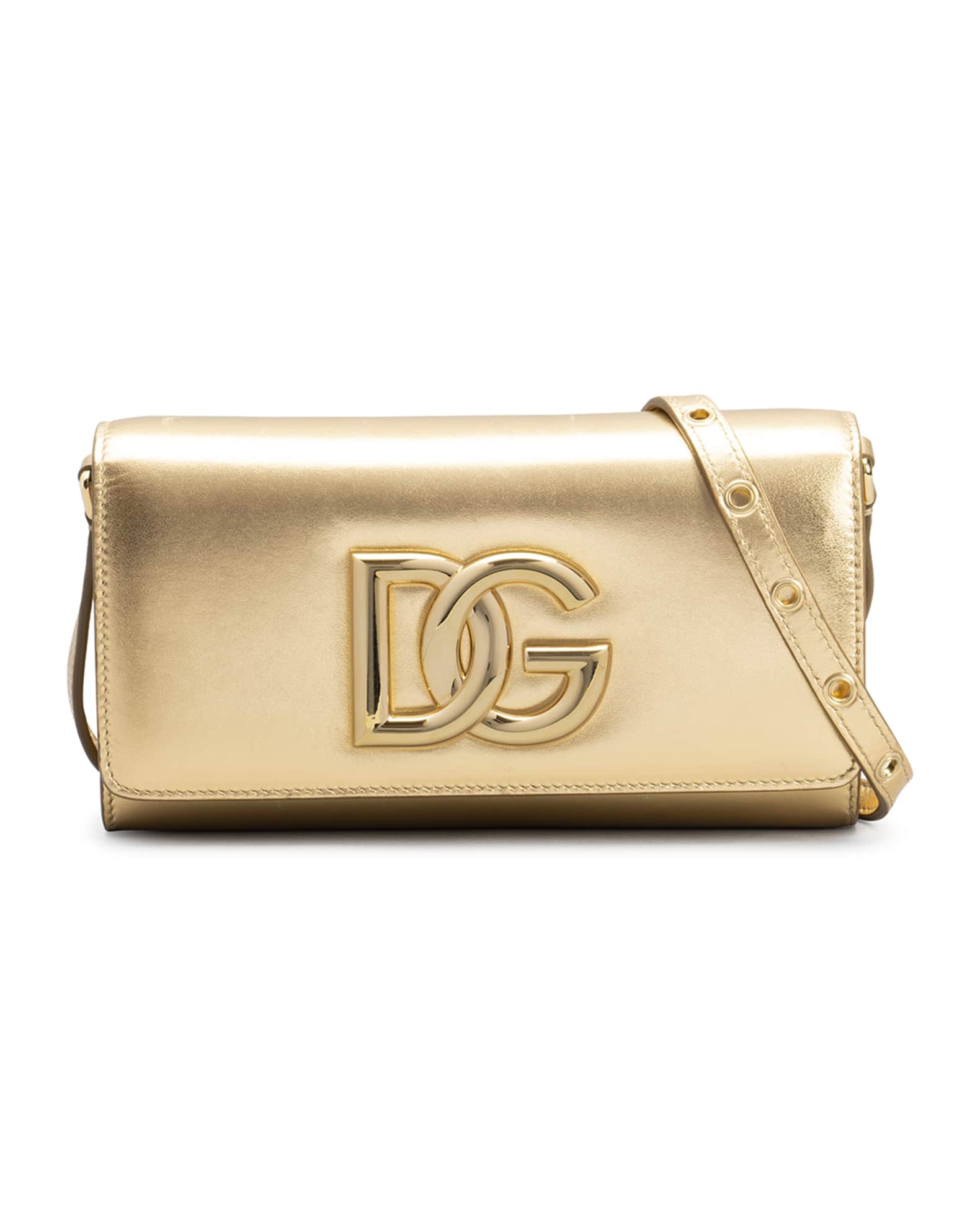 Dolce&Gabbana Iconic DG Logo Metallic Napa Crossbody Bag | Neiman Marcus