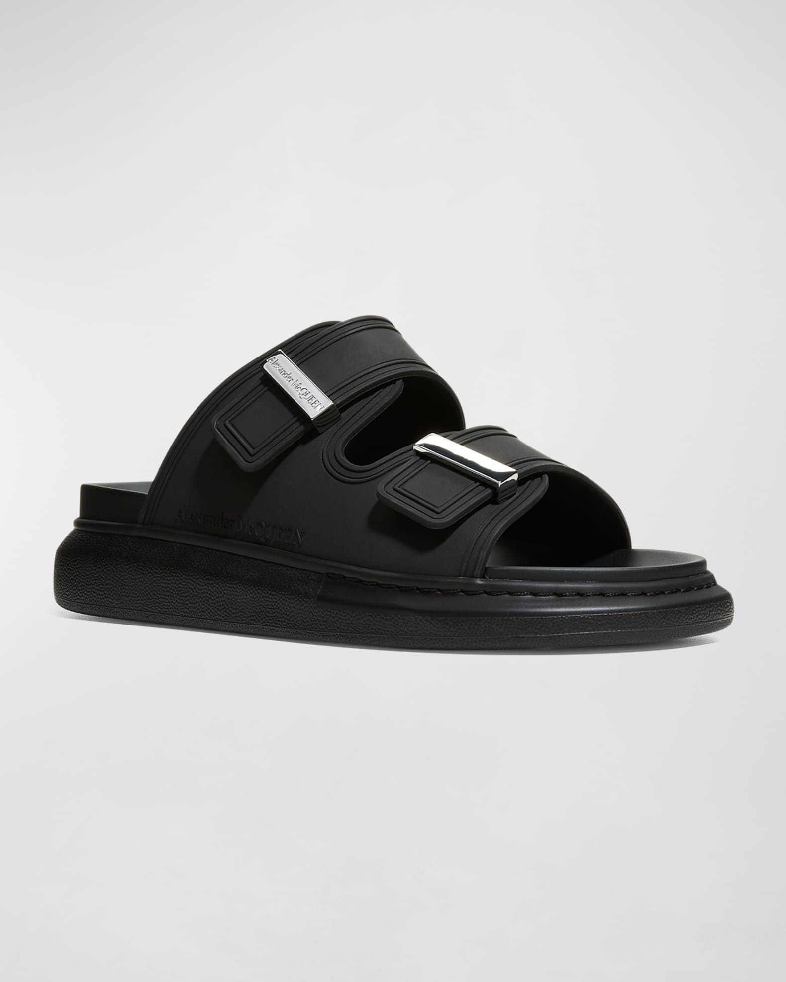 Alexander McQueen Men's Logo Flatform Slide Sandals | Neiman Marcus