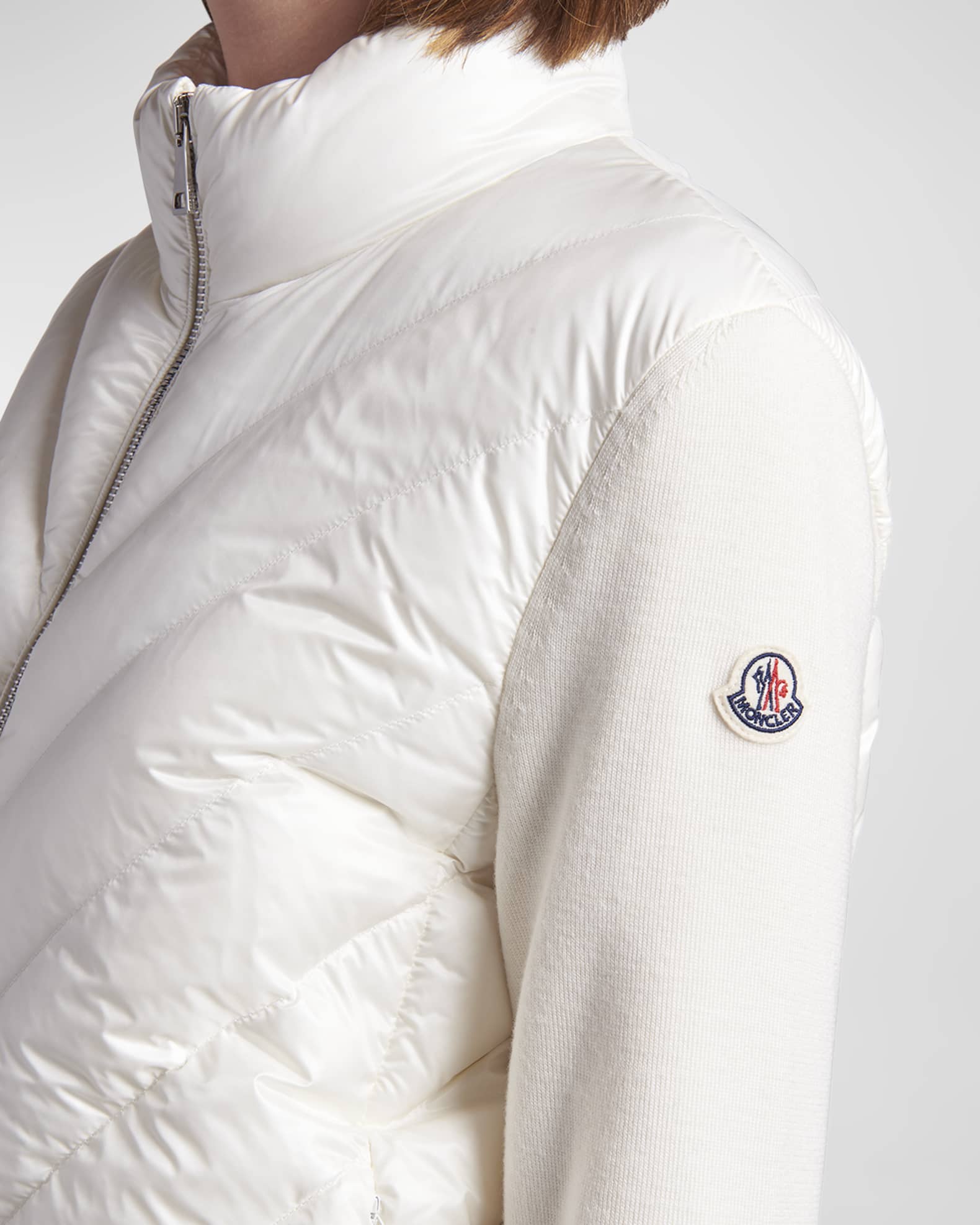 Moncler Knit and Boudin-Quilt Combo Cardigan | Neiman Marcus