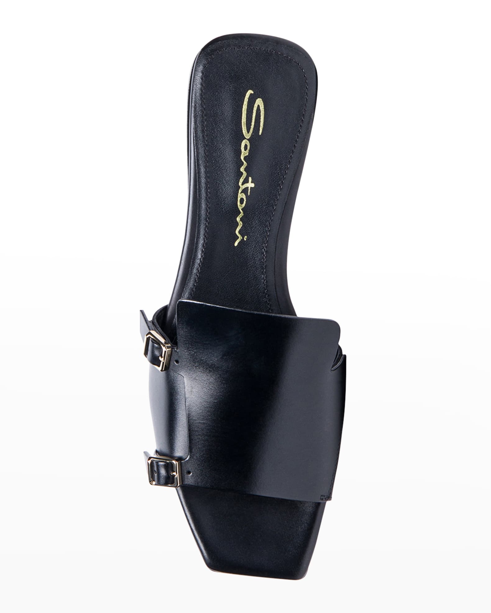 Santoni Frazzle Flat Monk-Strap Slide Sandals | Neiman Marcus
