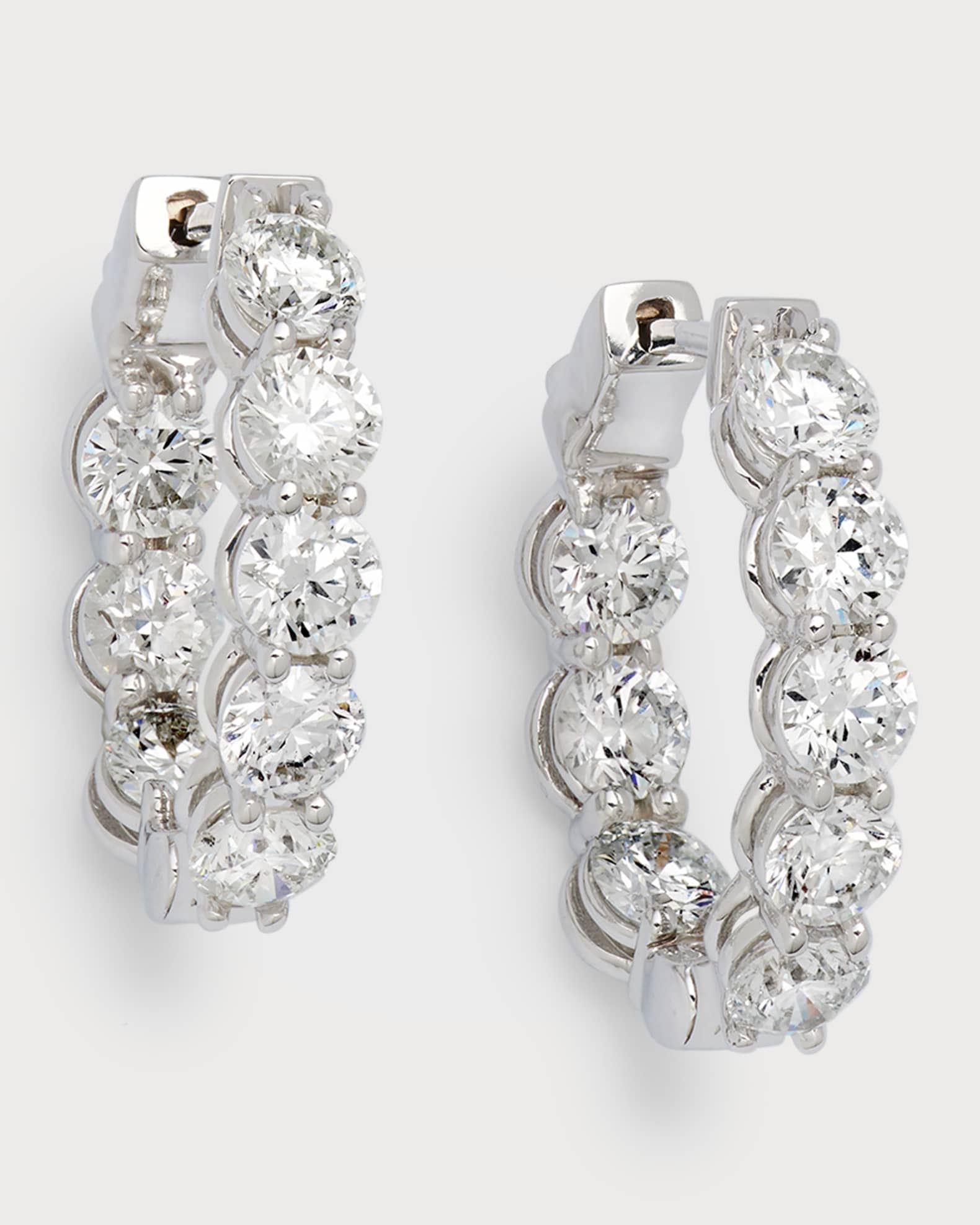 18K White Gold & Diamond Hoop Earrings, 5.12tcw, 0.75"L 0