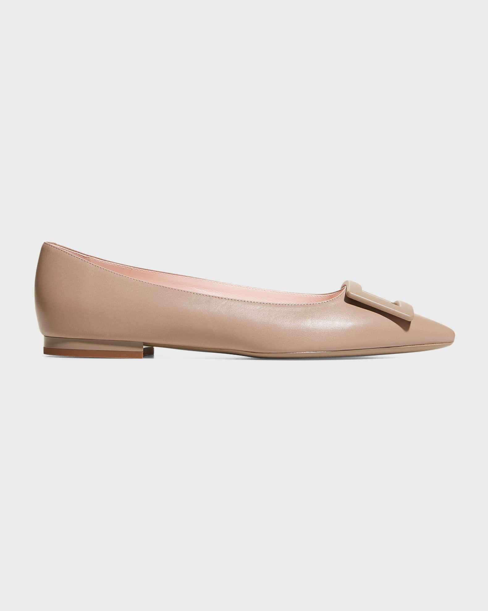 Tod#39;s chain-embellished leather ballerina shoes - Pink