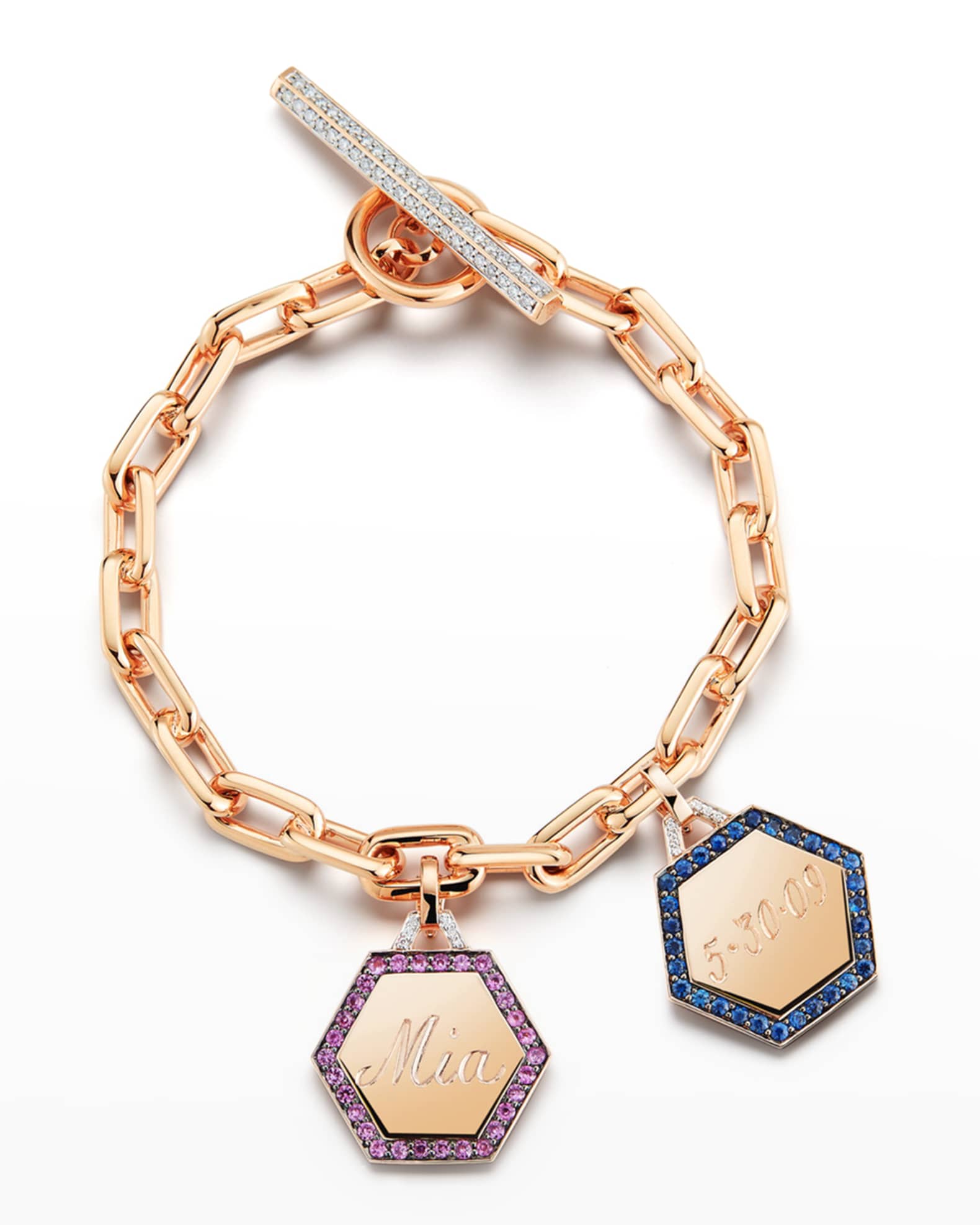 Walters Faith 18K Rose Gold and Diamond Chain Link Toggle Bracelet