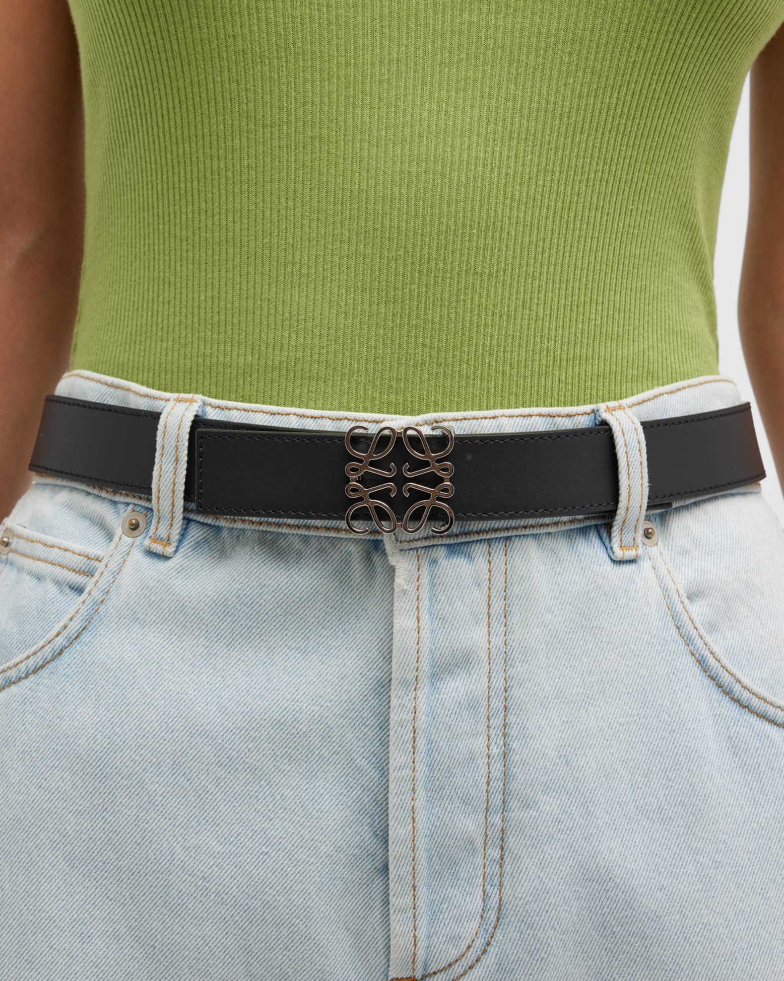 Loewe Reversible Anagram Leather Belt | Neiman Marcus