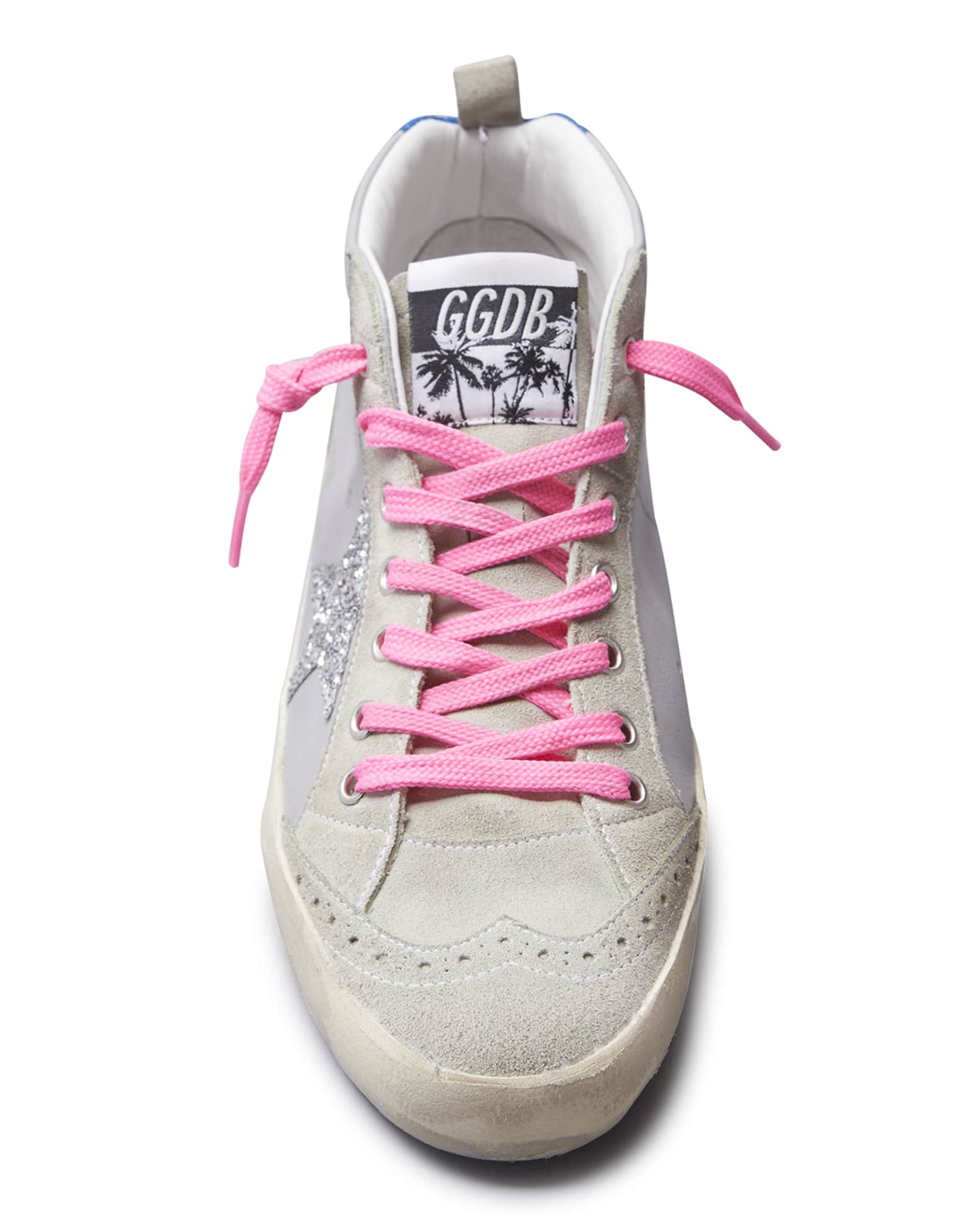 Golden goose mixed leather glitter sneakers Clearance