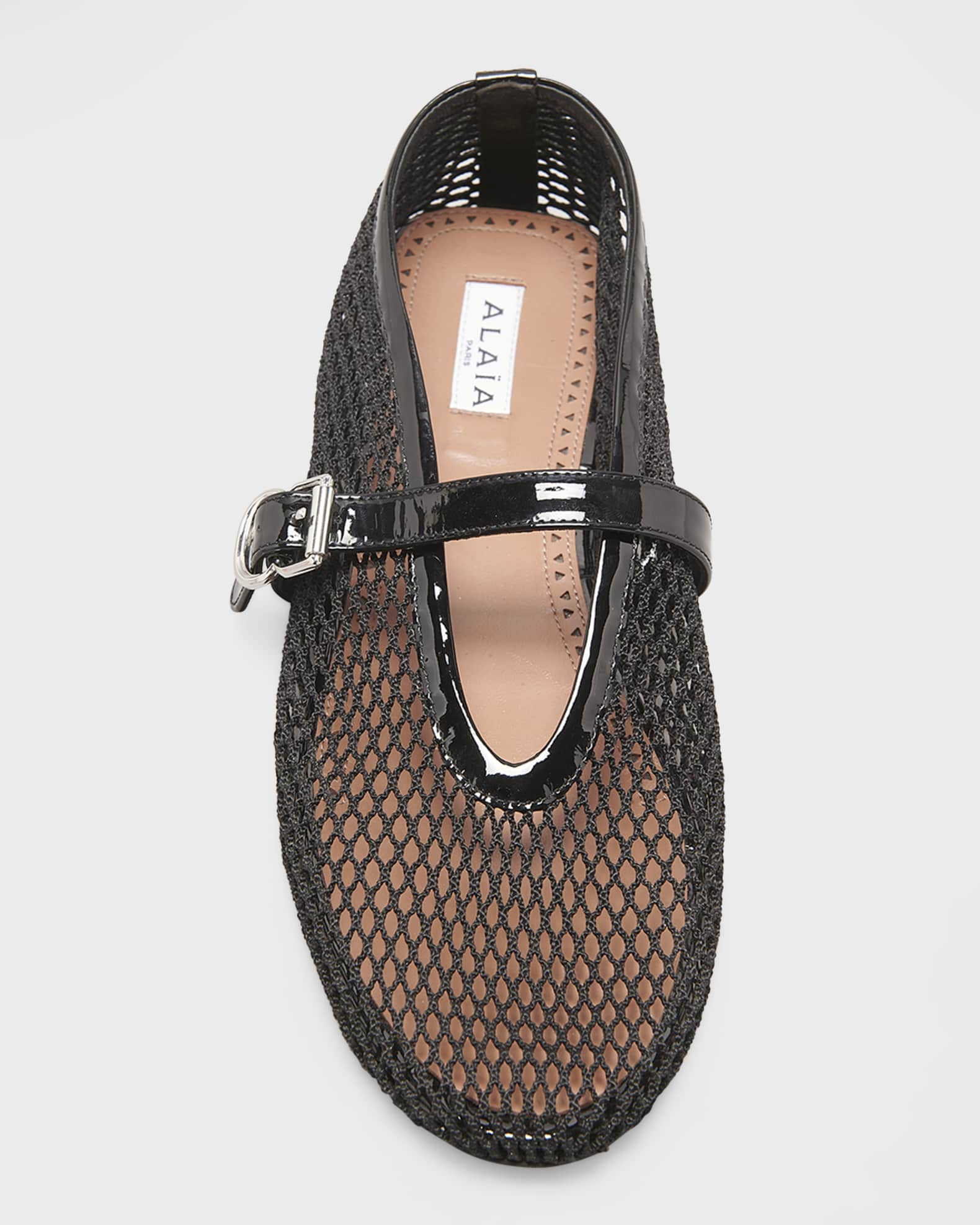 ALAIA Mesh Mary Jane Ballerina Flats | Neiman Marcus