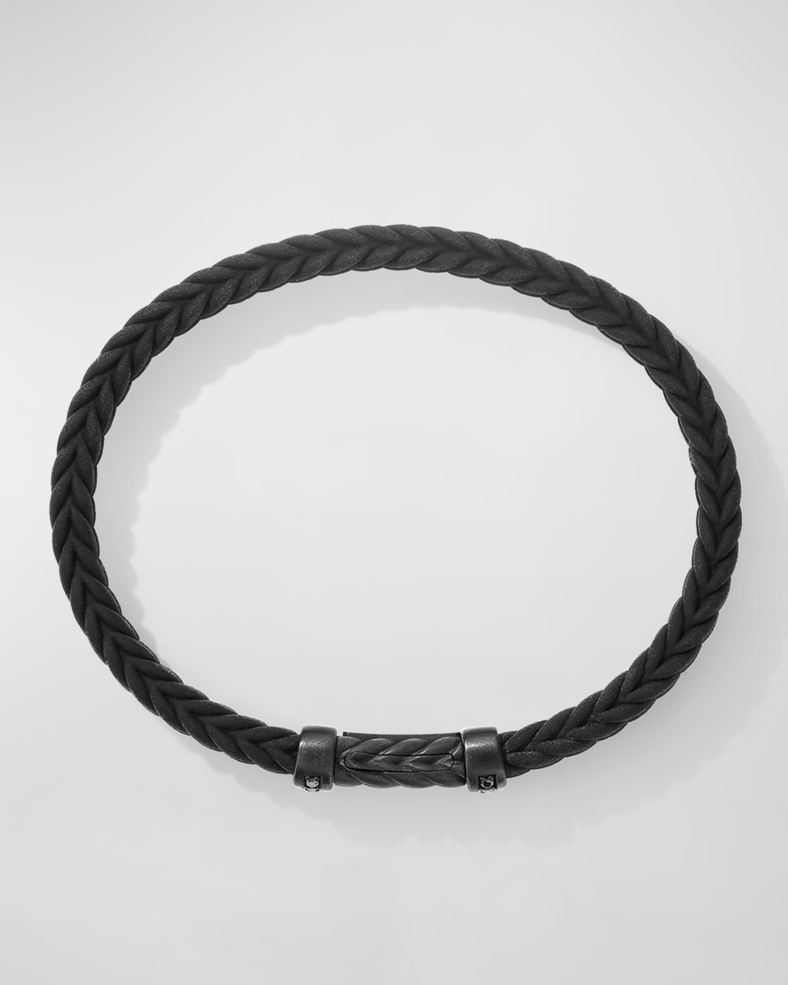 David Yurman Men's Chevron Rubber Bracelet w/ Black Diamonds, 6mm