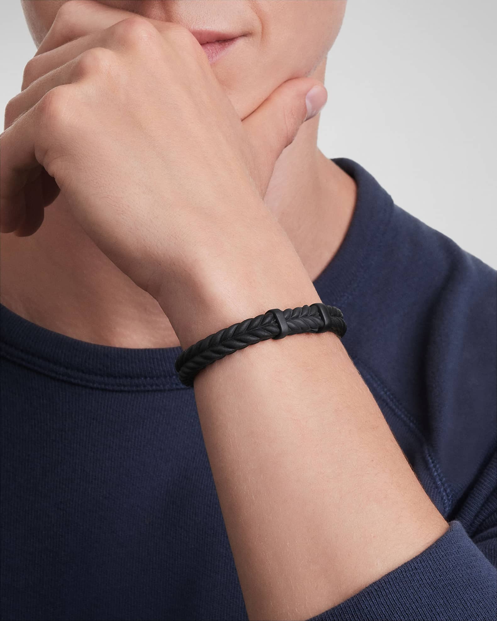 Men's Chevron Rubber Bracelet with Titanium, 9mm 1