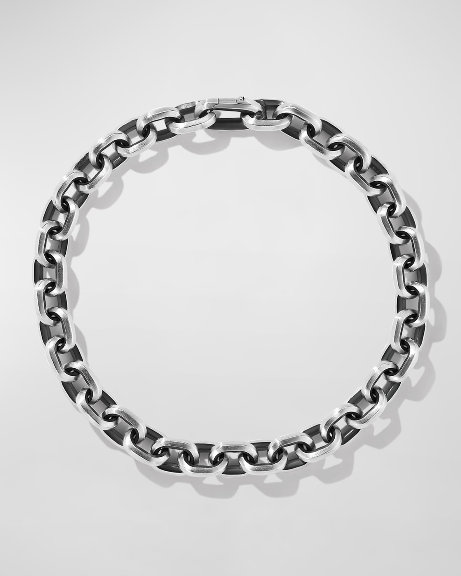 Men's Deco Chain Link Bracelet in Silver, 6.5mm 1