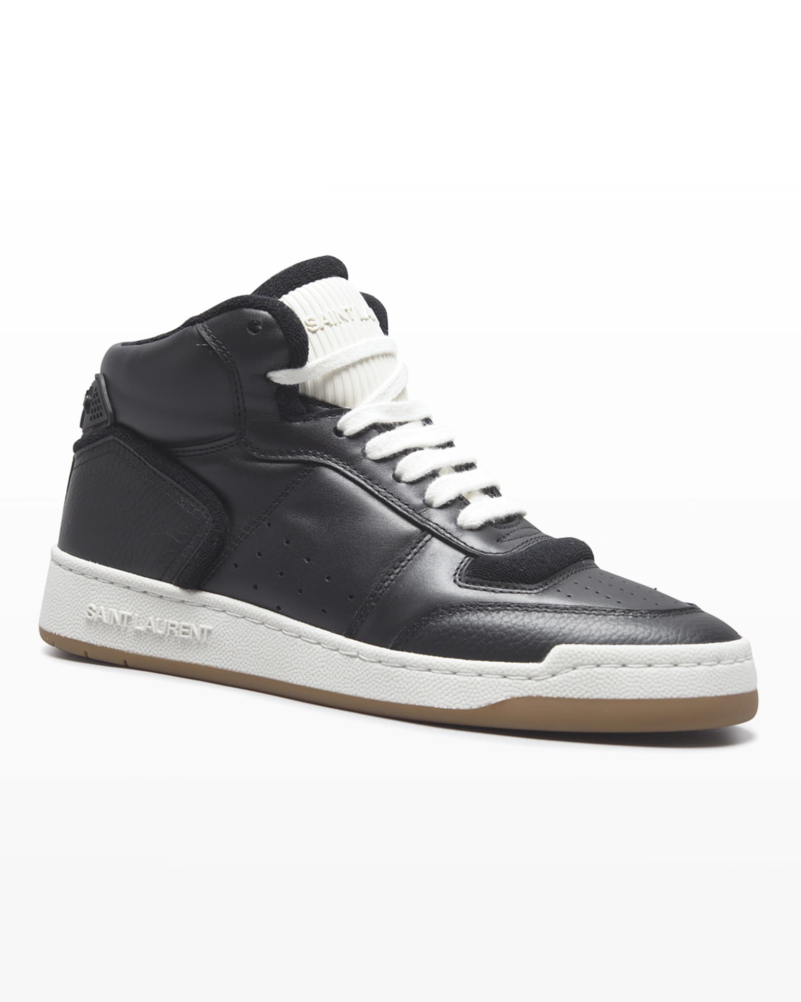 Saint Laurent SL80 Leather High Top Court Sneakers Neiman Marcus