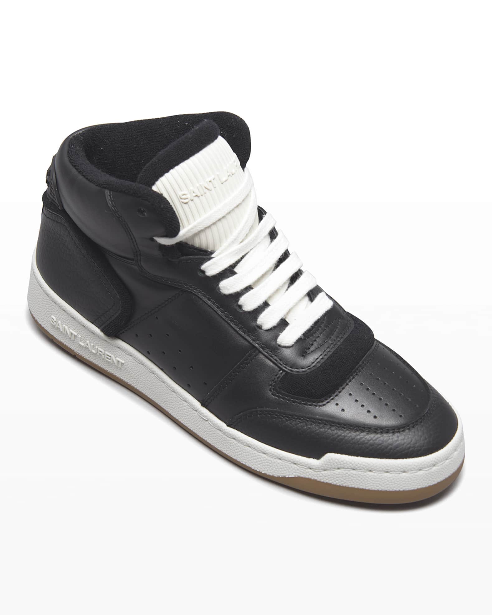 Saint Laurent SL80 Leather High-Top Court Sneakers | Neiman Marcus