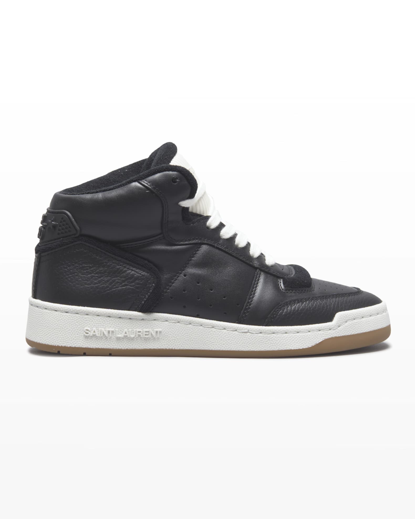 Saint Laurent SL80 Leather High-Top Court Sneakers | Neiman Marcus