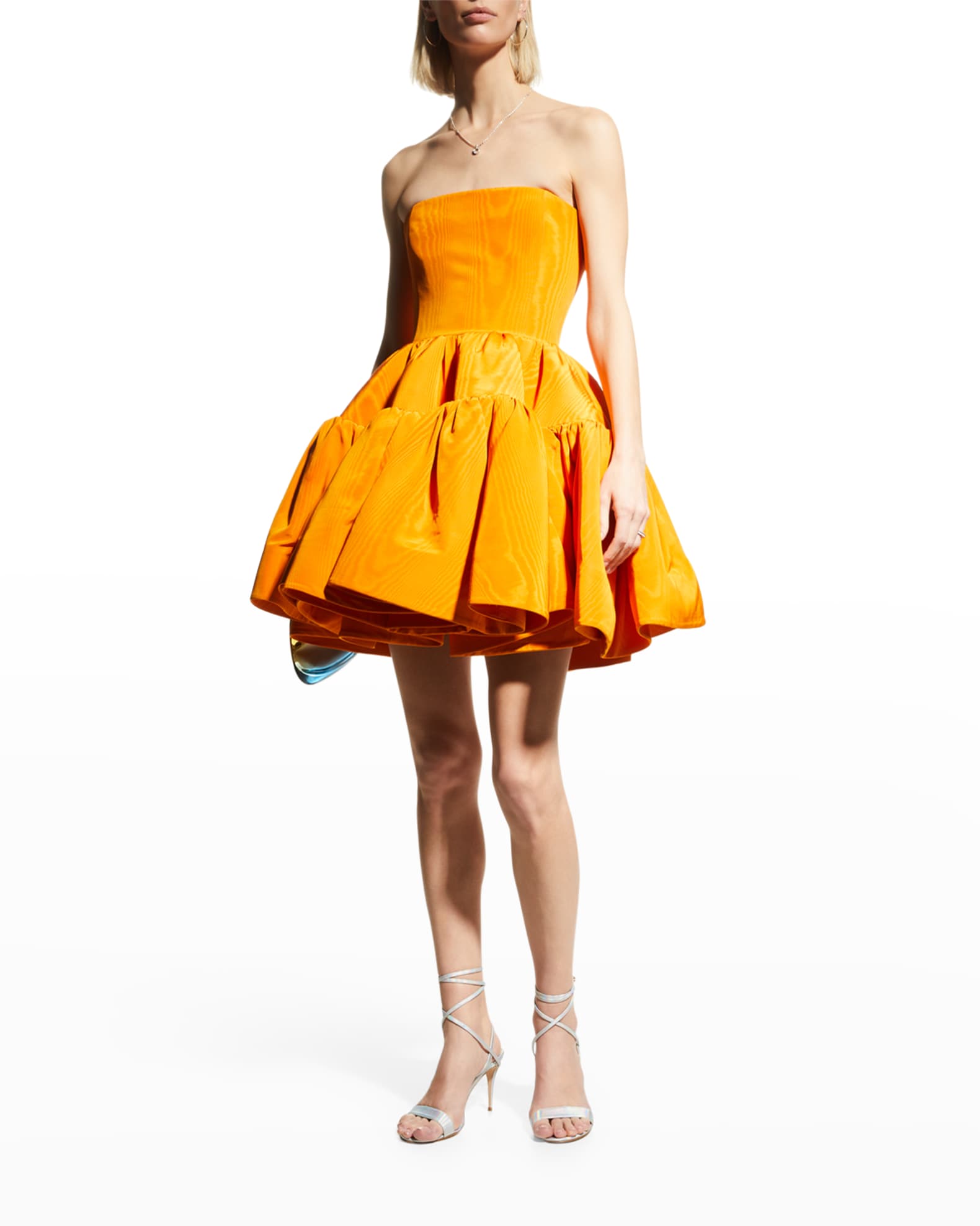 Oscar de la Renta Strapless Faille Fit-&-Flare Mini Dress | Neiman Marcus