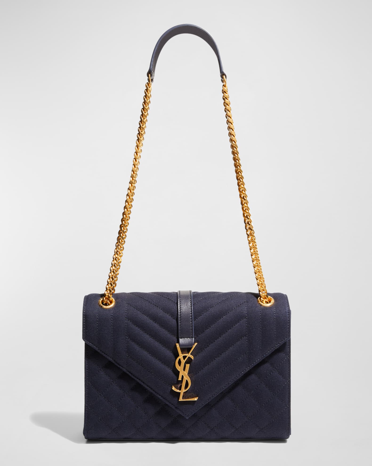 Saint Laurent College Medium YSL Striped Suede Shoulder Bag