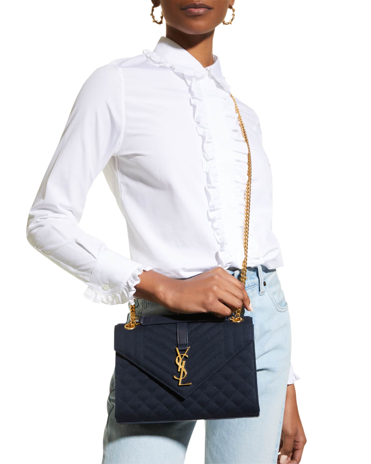 Saint Laurent YSL Medium Triquilted Chain Shoulder Bag | Neiman Marcus