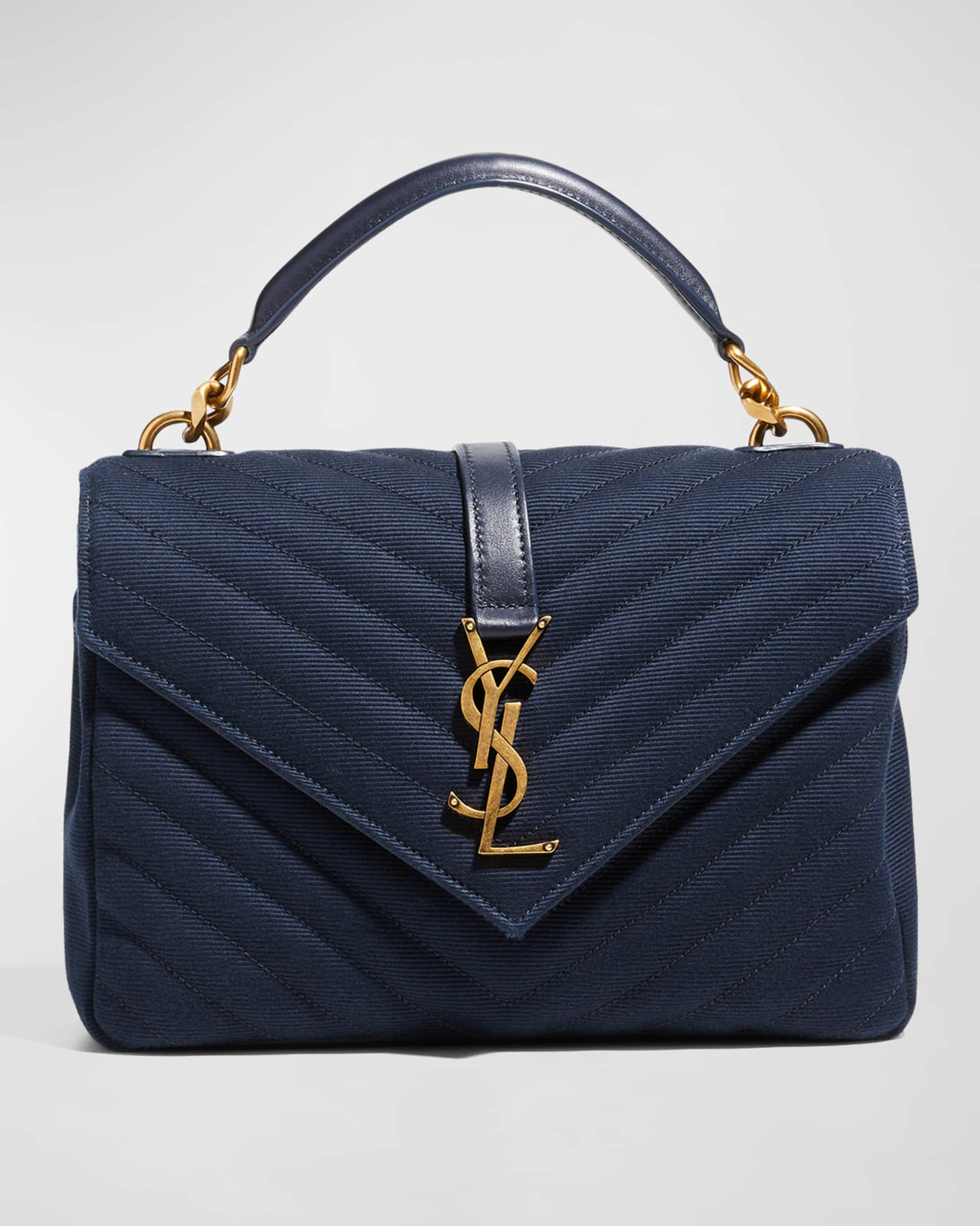 Saint Laurent SAINT LAURENT handbag shoulder bag baby cabas leather blue  gold ladies