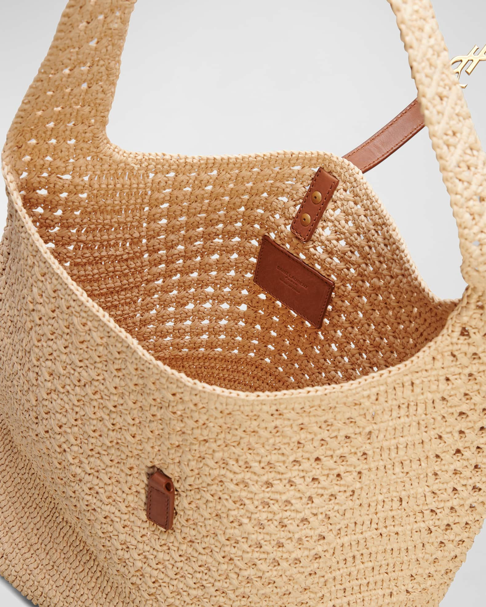 Yves Saint Laurent Tan Raffia Mombasa Hobo Yves Saint Laurent