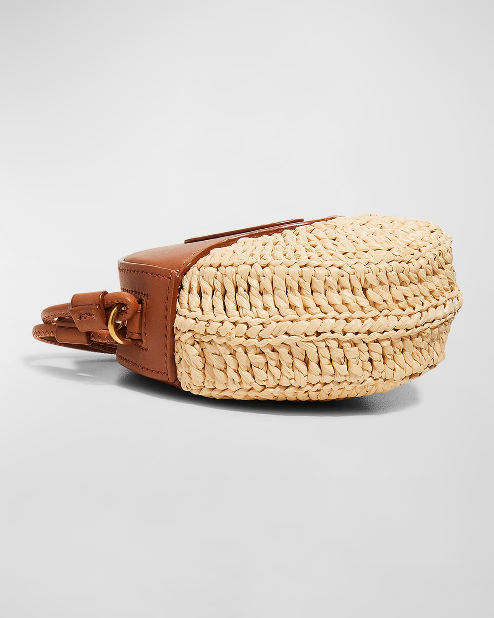 Saint Laurent YSL Round Crochet Raffia Crossbody Bag | Neiman Marcus