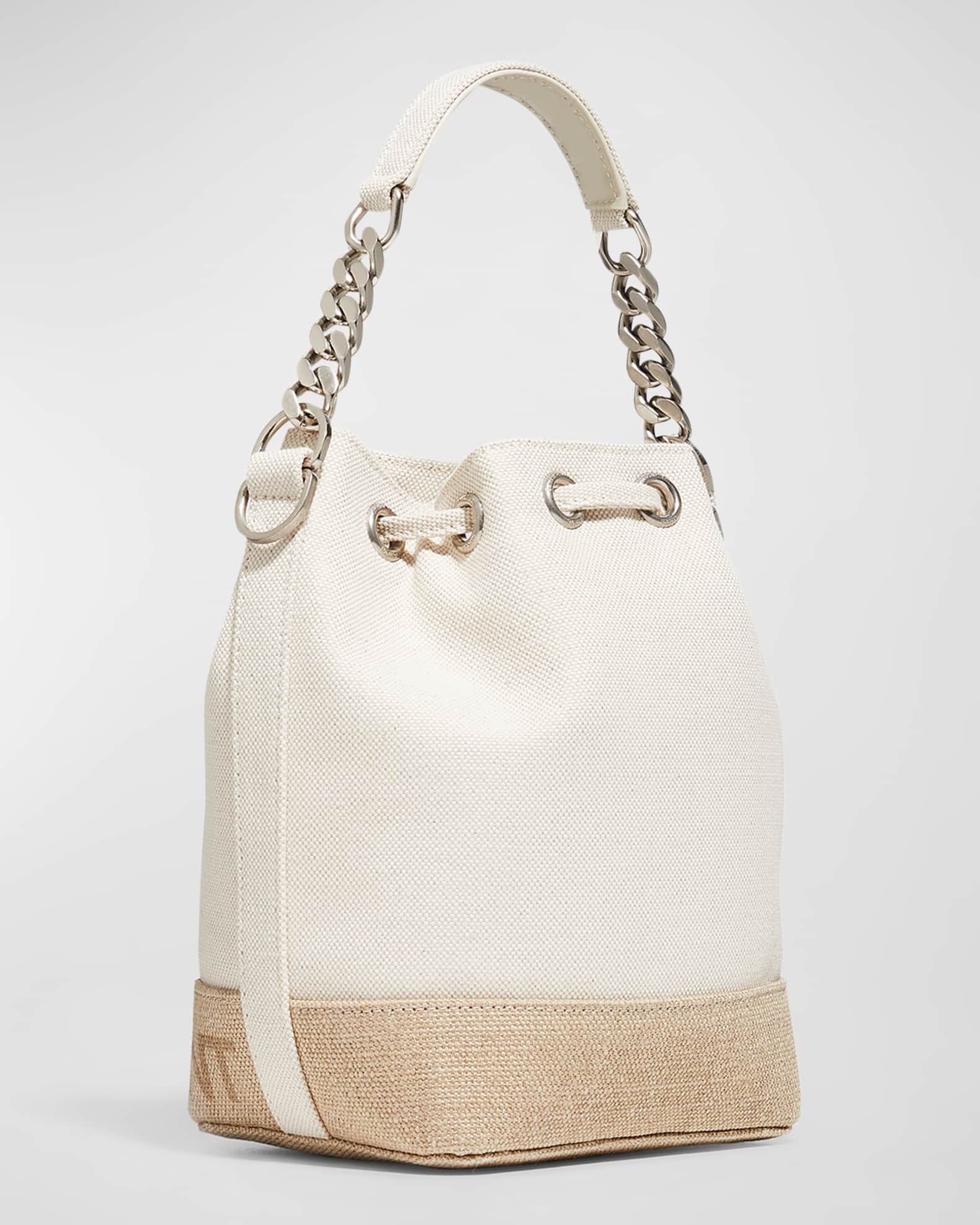 Saint Laurent Rive Gauche Small Bucket Bag in Canvas | Neiman Marcus