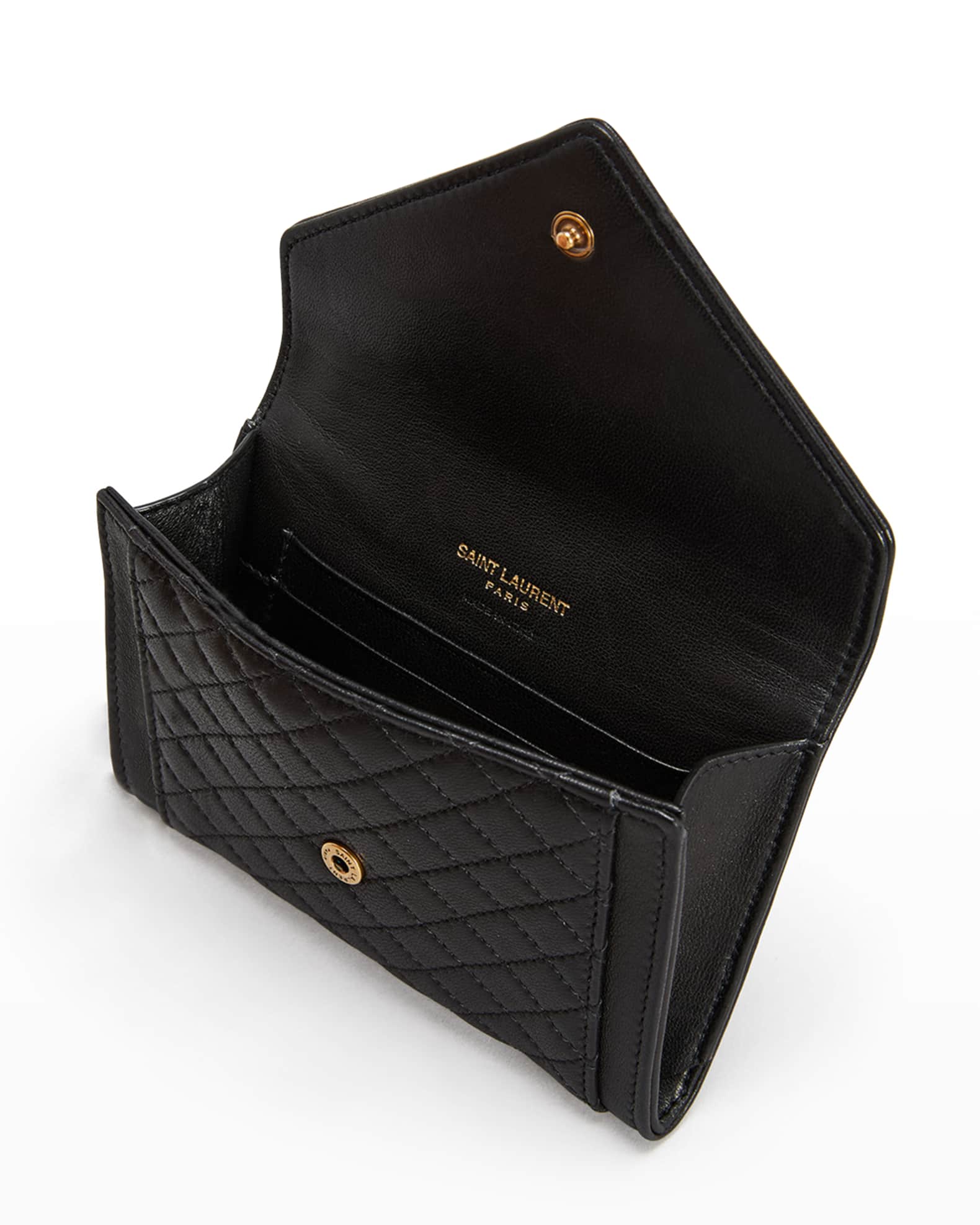 Saint Laurent Gaby Small YSL Envelope Flap Wallet Neiman Marcus