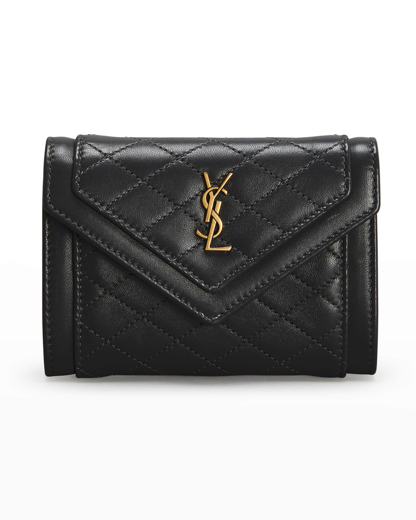 Saint Laurent Gaby Small YSL Envelope Flap Wallet Neiman Marcus