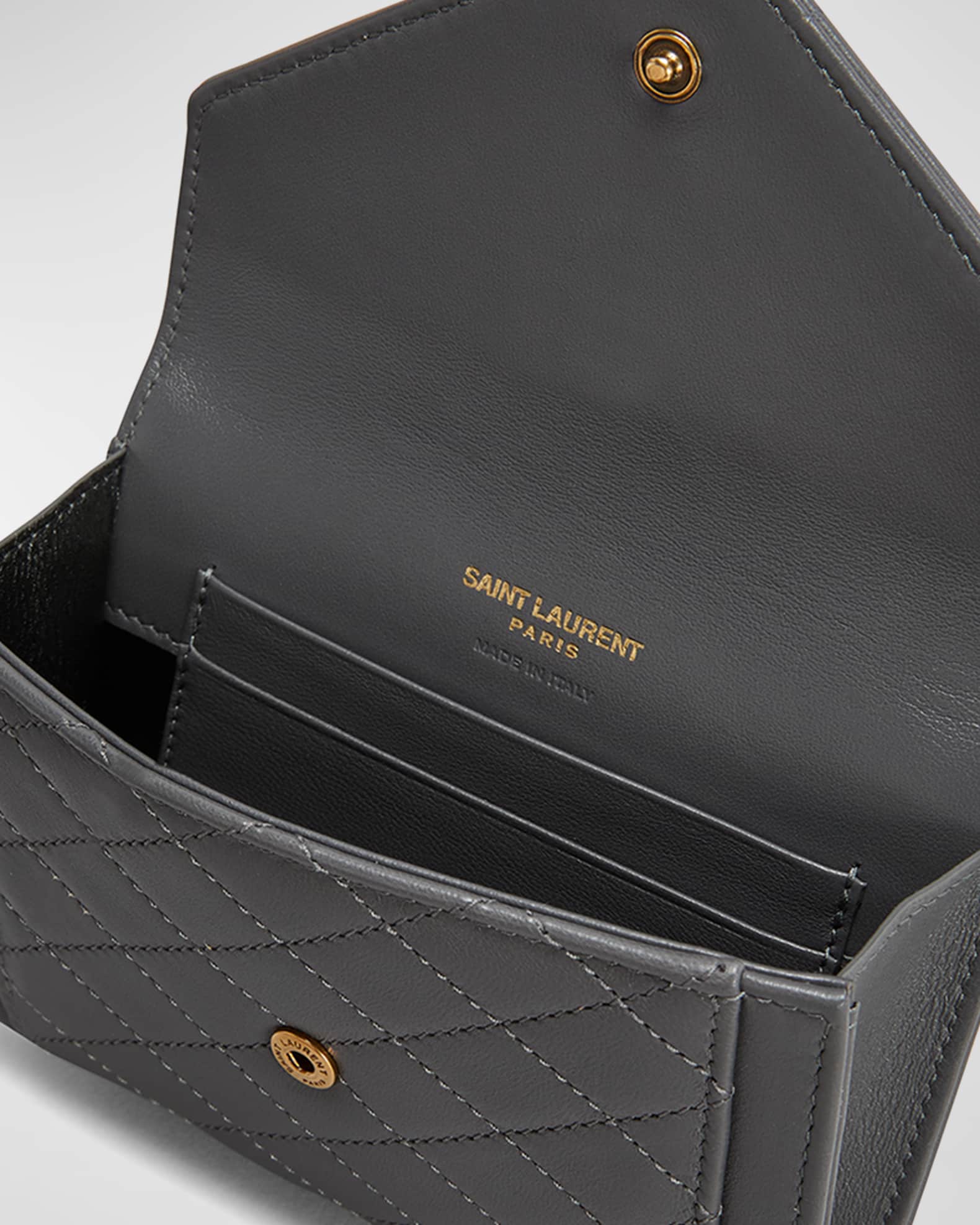 Gaby Small YSL Flap Envelope Wallet in Quilted Smooth Leather