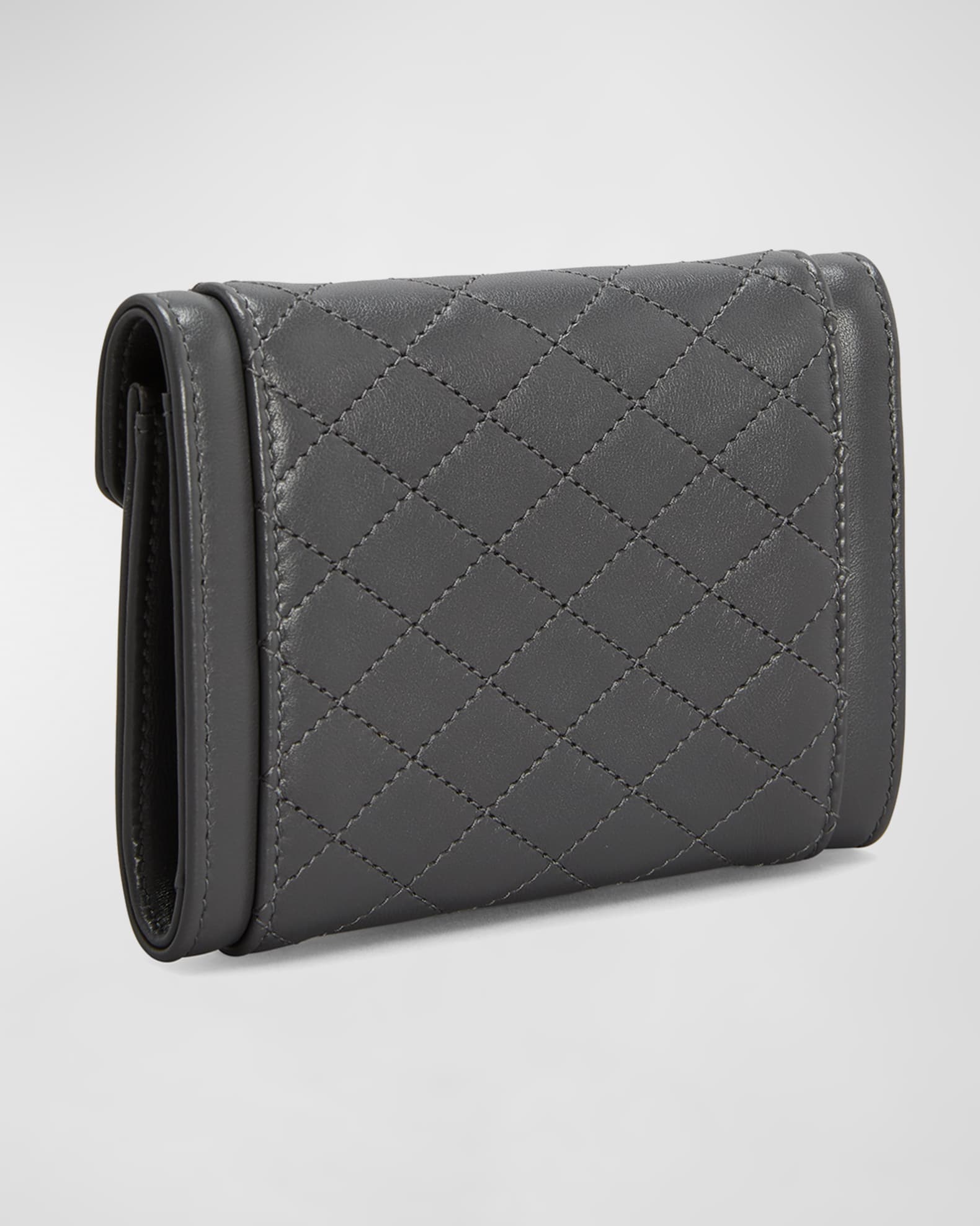 Saint Laurent Gaby Flap Card Case in Quilted Lambskin - Amber - Women